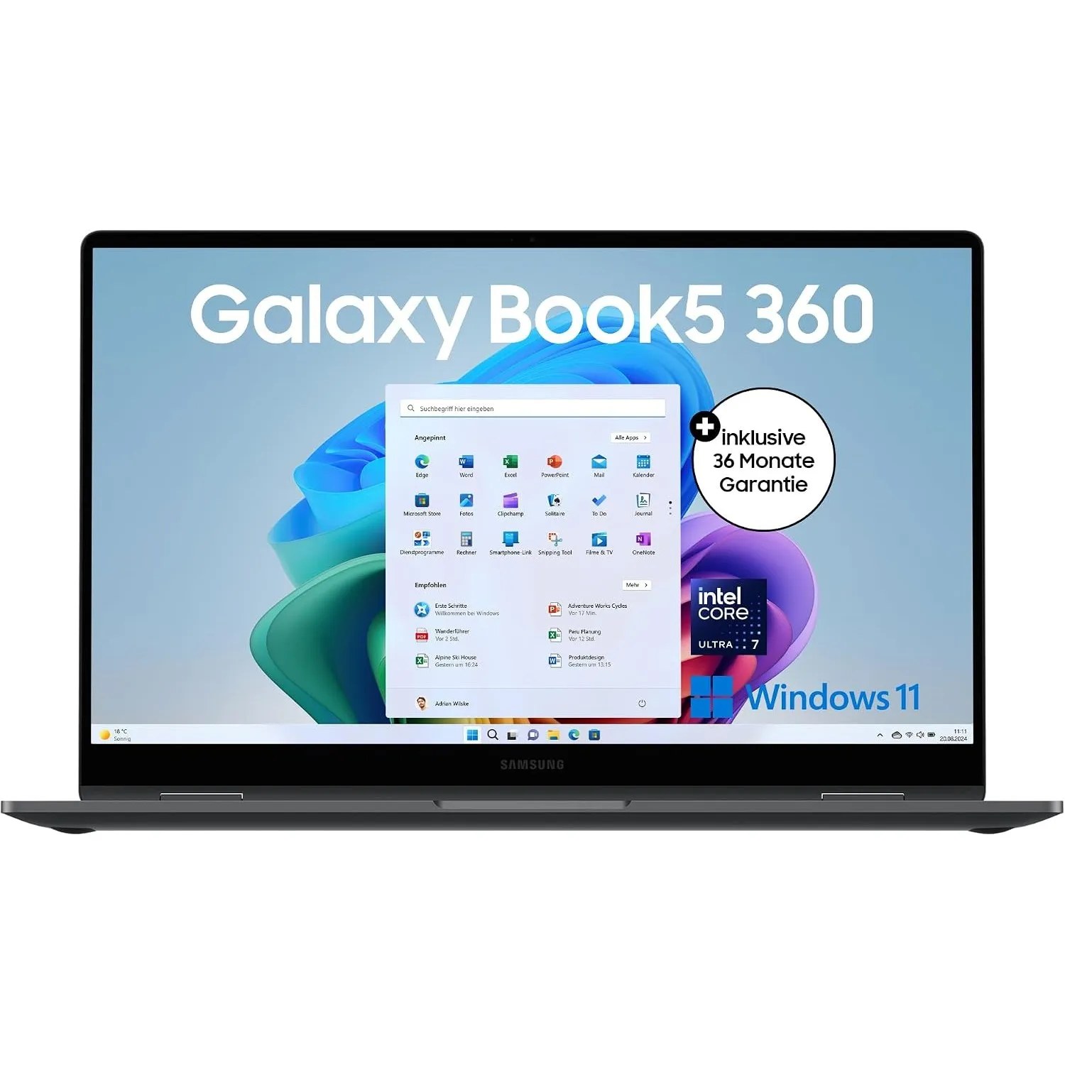 Samsung Galaxy Book5 360 15,6" 2-in-1-Laptop, Convertible AI-Notebook mit Intel Core Ultra 7 Prozessor, 16 GB RAM, 512 …