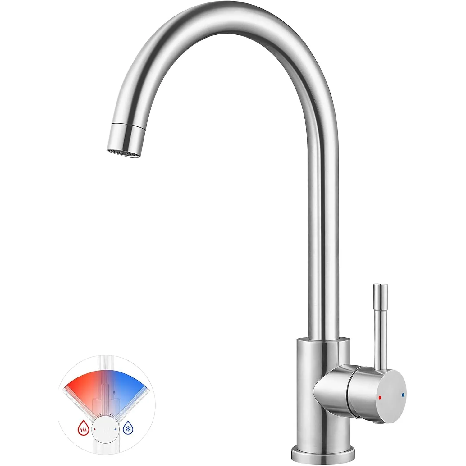 CECIPA Wasserhahn Küche Gebürstete, Hochdruck Küchenarmatur Edelstahl