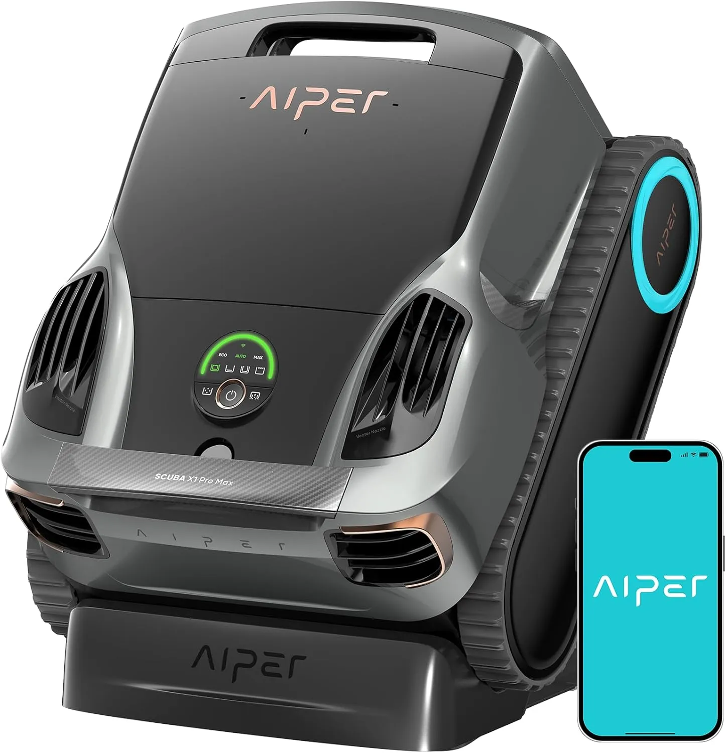 AIPER Scuba X1 Pro Max Poolroboter Boden und Wand, Poolsauger & Skimmer, 32,000 LPH Saugkraft, Pool-Mapping, Smart Surf…
