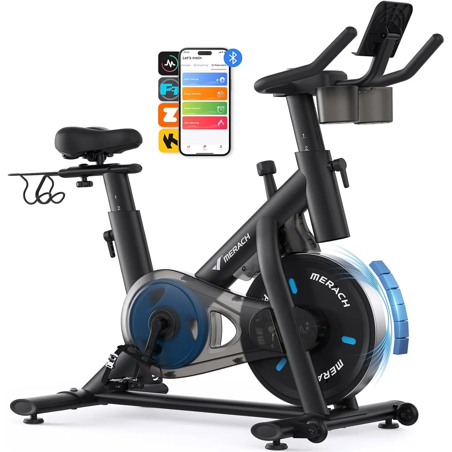 MERACH Heimtrainer Fahrrad mit Verstellbarem Widerstand, Leises Hometrainer Fahrrad mit Verbessertem LED-Monitor, Table…