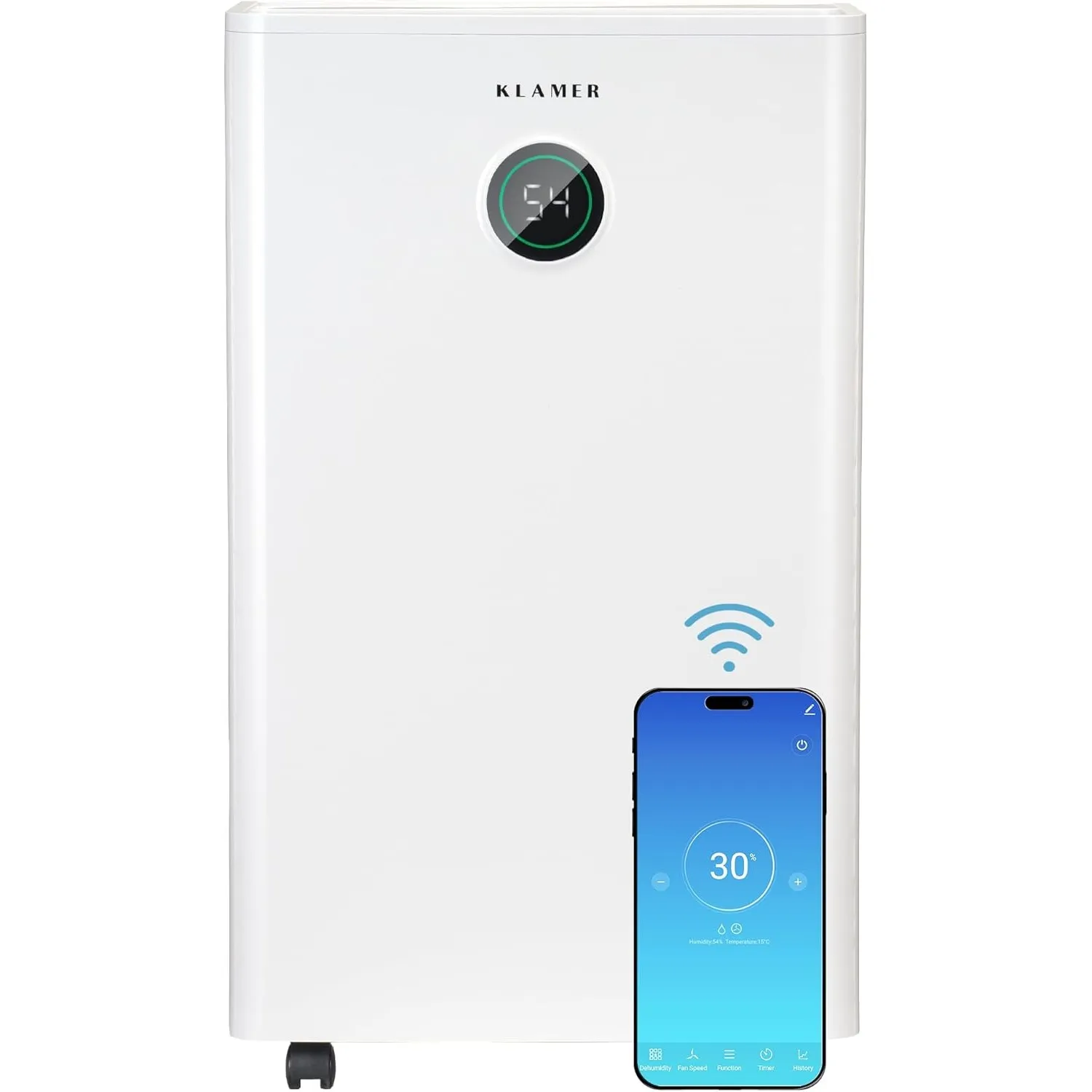 KLAMER Luftentfeuchter elektrisch 20L, WiFi App, HEPA Filter, 440W