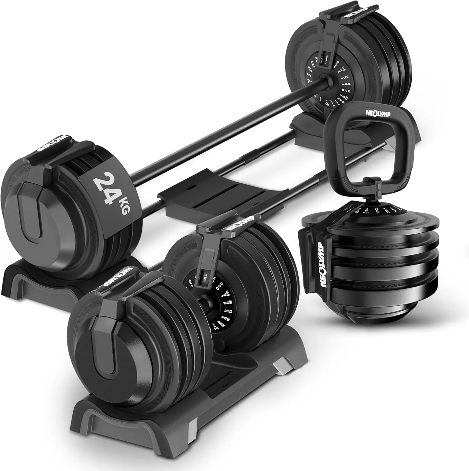 NEOLYMP Dumbbell Adjustable 40 kg - 12 Weight Levels with Twist Handle - Dumbbell Ergonomic, Non-Slip and Space-saving …