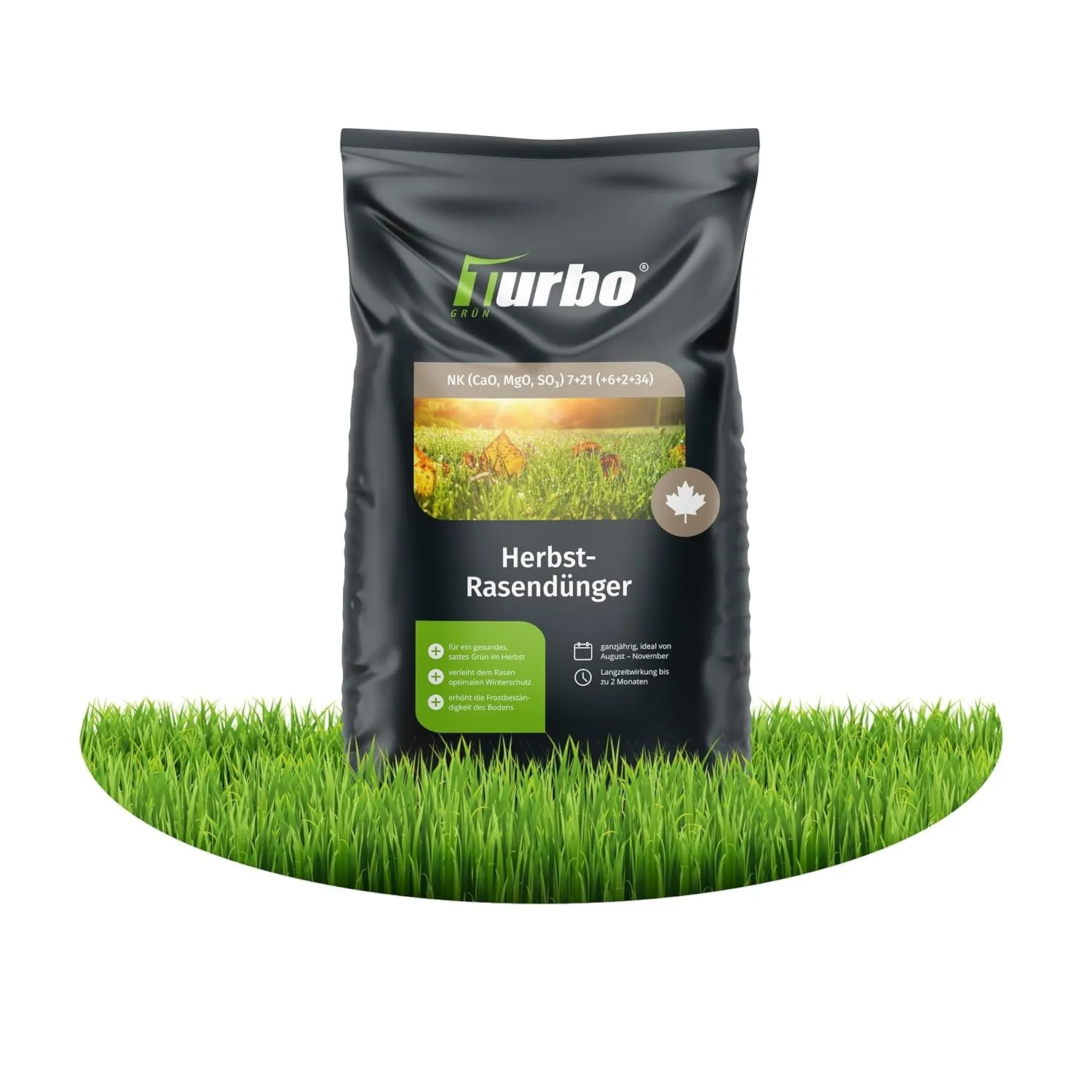 turbogrün® Rasendünger Herbst 2,5 kg, Herbstrasendünger mit Kalium