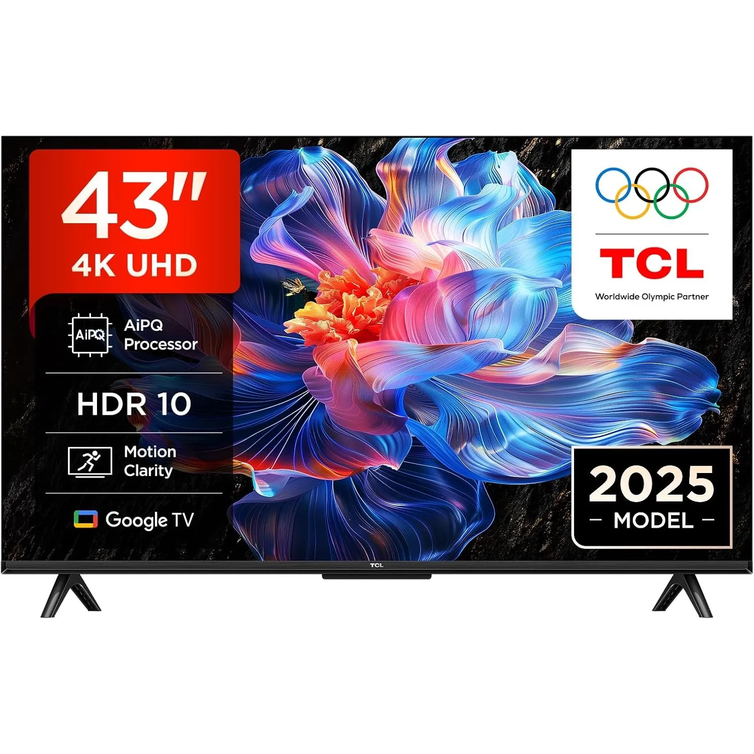 TCL 43V6C 43 Zoll Direct LED TV, 4K HDR Fernseher, Smart TV mithilfe von Google TV (Dolby Audio, Motion Clarity, Kompat…