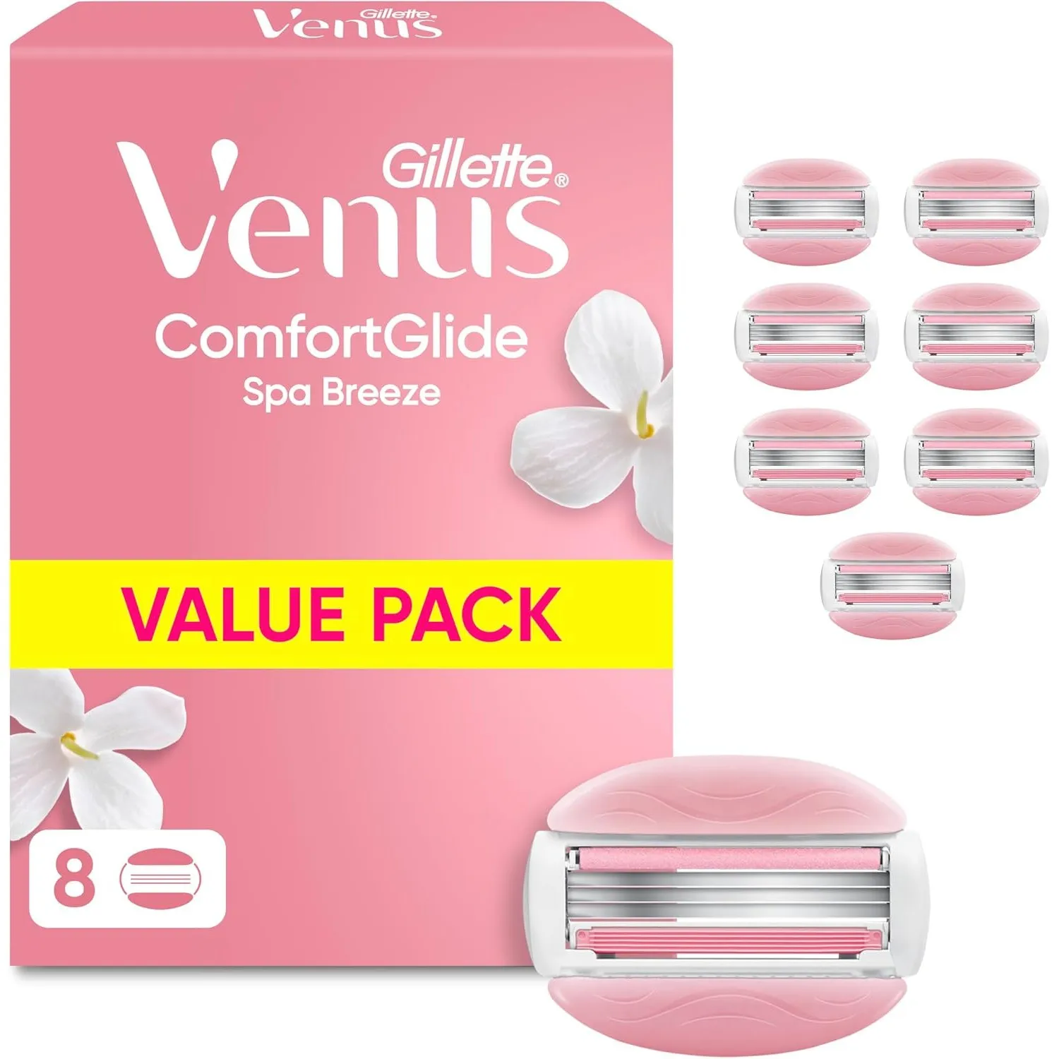 Gillette Venus Comfortglide Spa Breeze Rasierklingen Damen, 8 Original Ersatzklingen für Damenrasierer