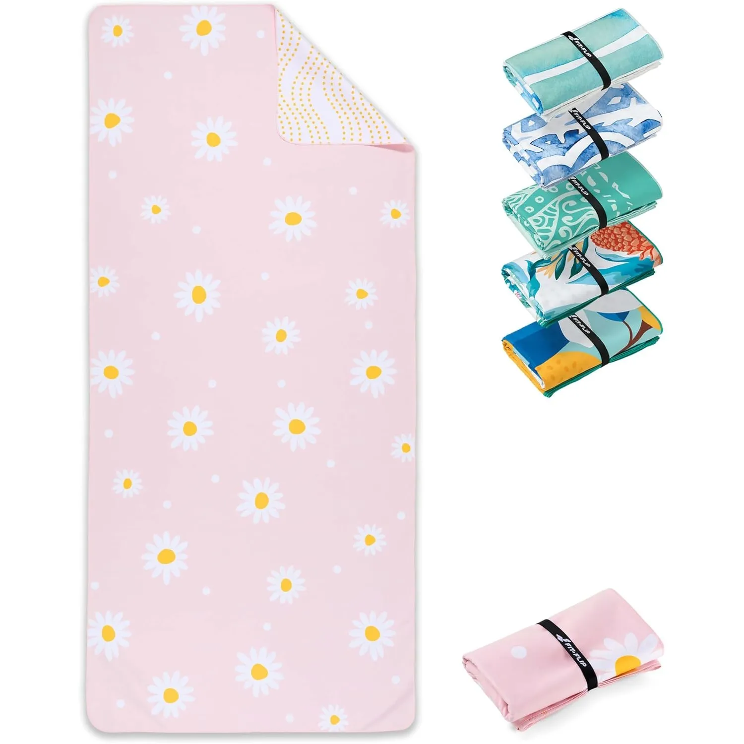 Fit-Flip Strandtuch XXL Mikrofaser leicht und schnelltrocknend | Daisy Dream 200x90cm, Strandhandtuch, 100% recycelt, B…
