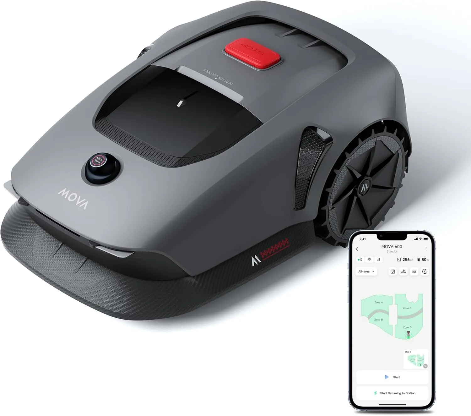 MOVA 600, Rasenmäher Roboter 360° 3D LiDAR Mähroboter ohne Begrenzungskabel & Genaue Kartierung 600 m², Smarte Hinderni…