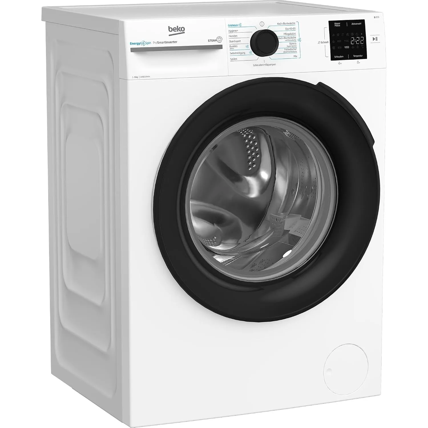 Beko BM3WFU3941X freistehende Waschmaschine, Waschvollautomat, 9 kg, EnergySpin, Schleuderwahl 1400 U/min, Hygiene+ all…