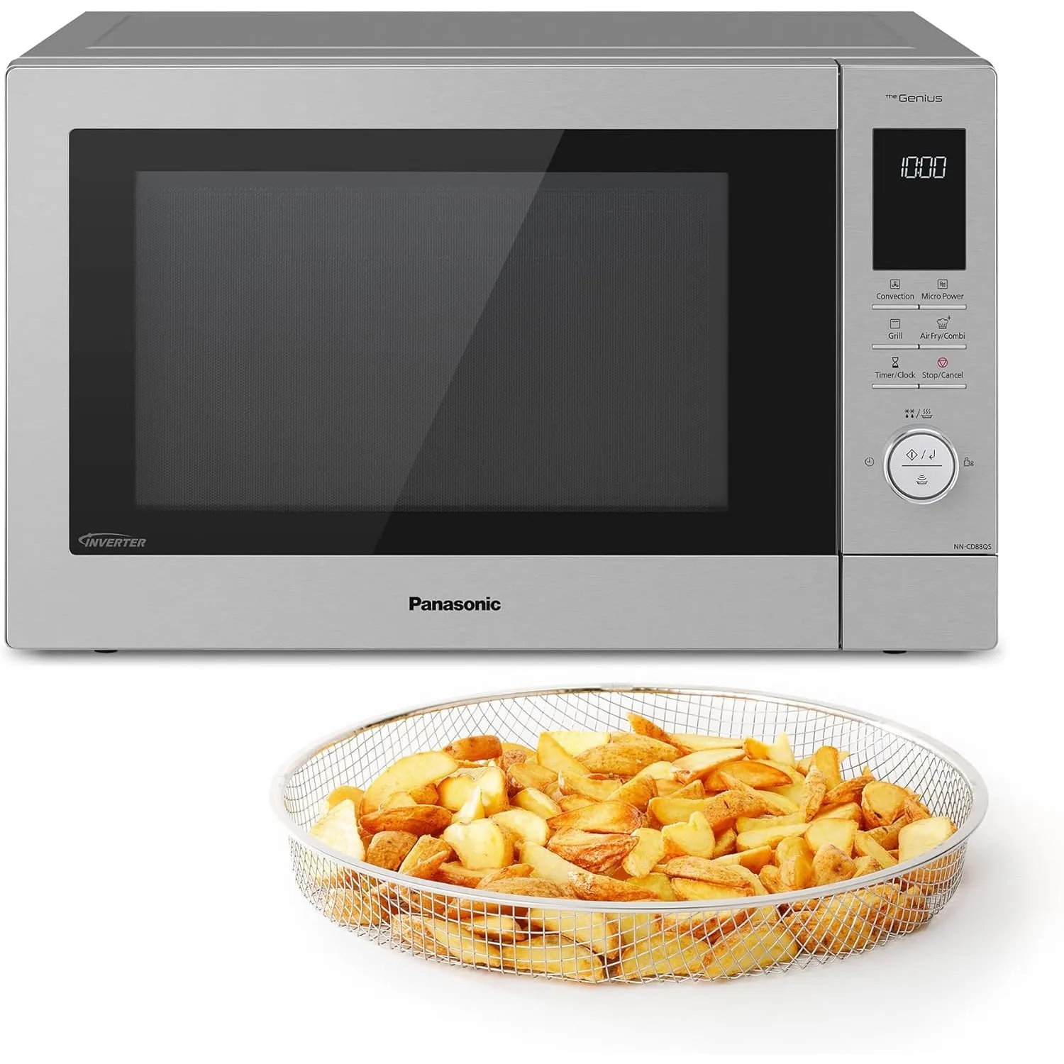 Panasonic NN-CD88QSEPG Kombi-Mikrowelle 34L mit Air Fryer, Grill, Silber