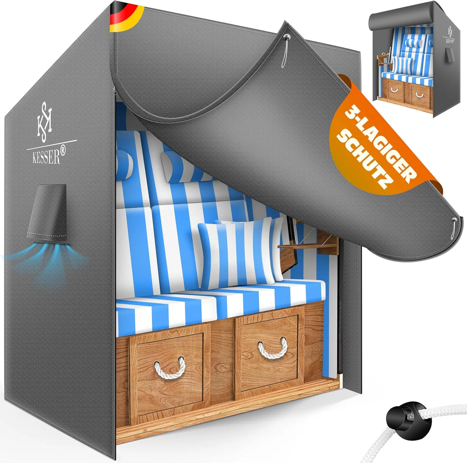 KESSER Premium Beach Chair Protective Cover with Ventilation Holes, Beach Chair Cover, Waterproof, Winterproof, UV-Resi…