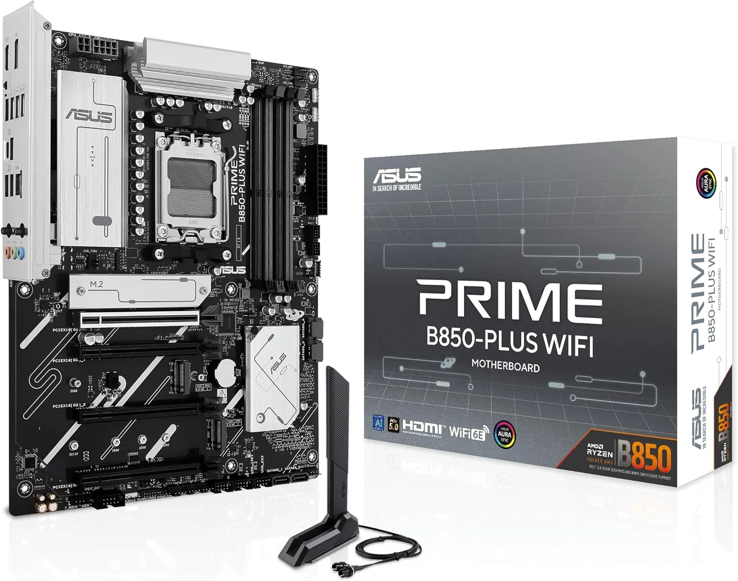 ASUS Prime B850-PLUS WiFi Gaming Mainboard Sockel AMD AM5 (ATX, DDR5, PCIe 5.0, 3X M.2, WiFi 6E, DisplayPort, HDMI, BIO…