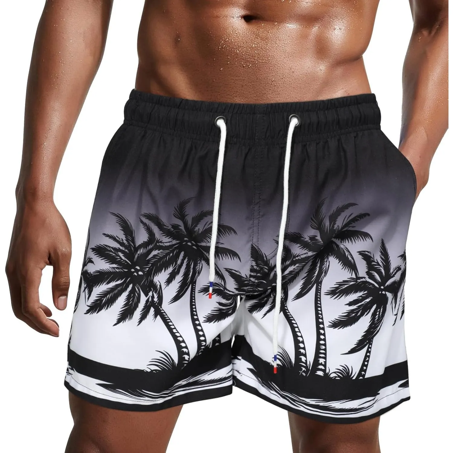 Badehose Herren Badeshorts Kurz Sportbekleidung Männer Schnelltrocknend Kurzen Strandhose Sporthose Schwimmhose mit Mes…