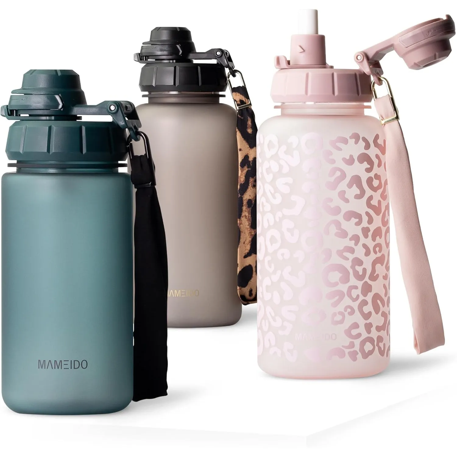 MAMEIDO Trinkflasche mit Strohhalm 500 ml (Ocean Bloom) | auslaufsicher, BPA-frei mit 2-in-1-Sportdeckel, Strohhalm & T…