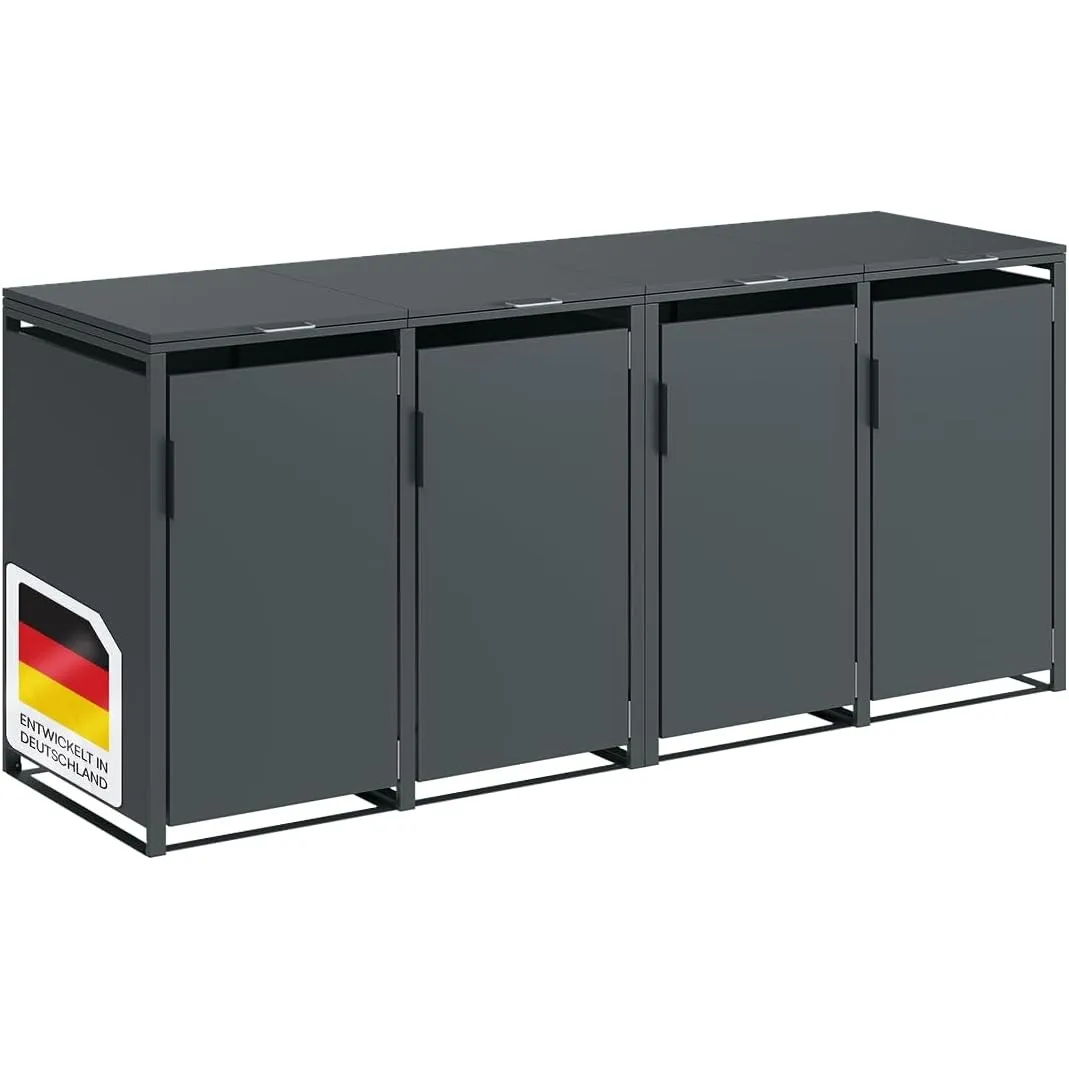 STEELSØN Thoria Mülltonnenbox 4er bis 240L – Mülltonnenverkleidung aus Stahl in Anthrazit – hochwertige Müllcontainer f…