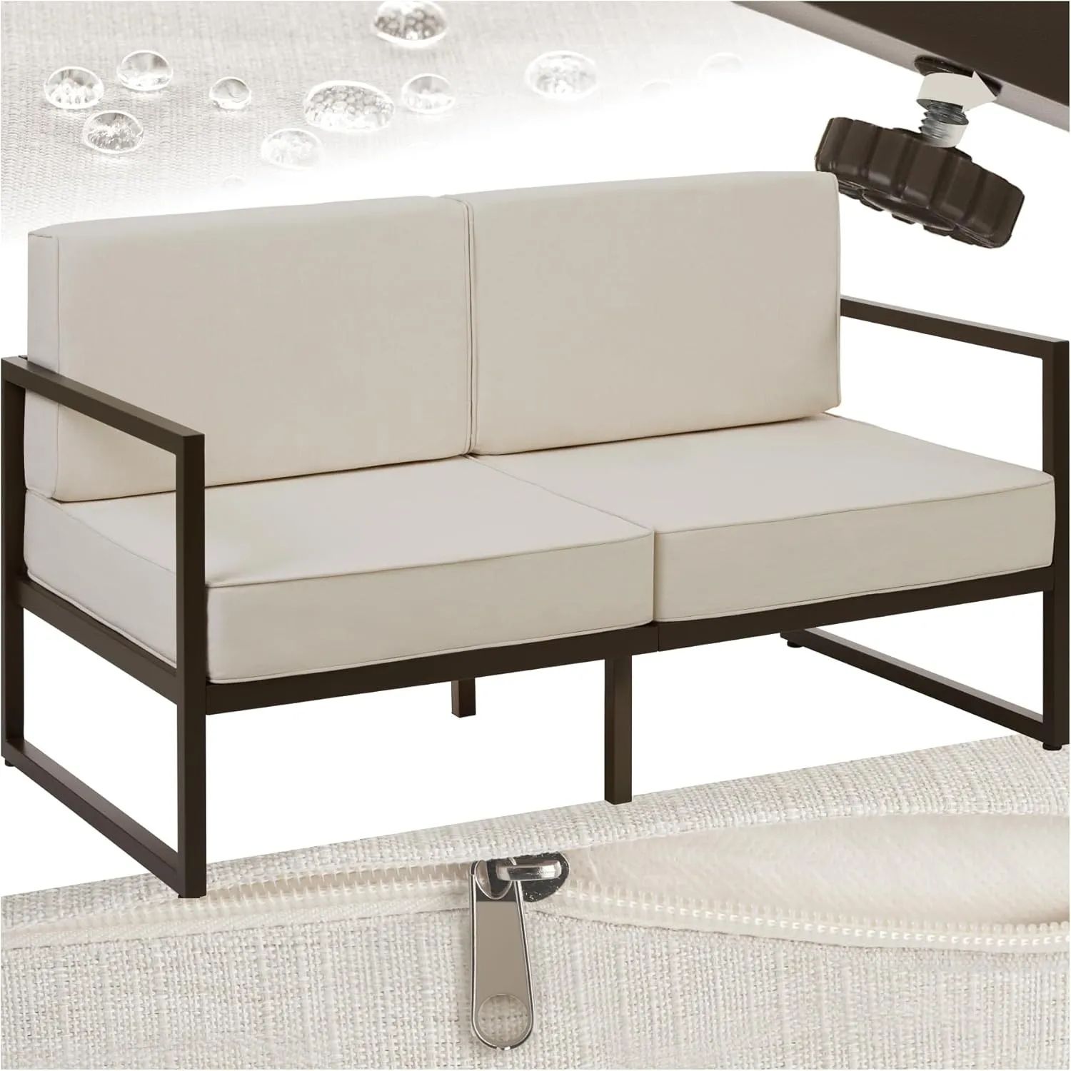 tectake® Garten Lounge Sofa 2 Sitzer, Couch, Gartenmöbel, Balkonmöbel, Terrassenmöbel, Wintergarten Lounge Möbel Outdoo…