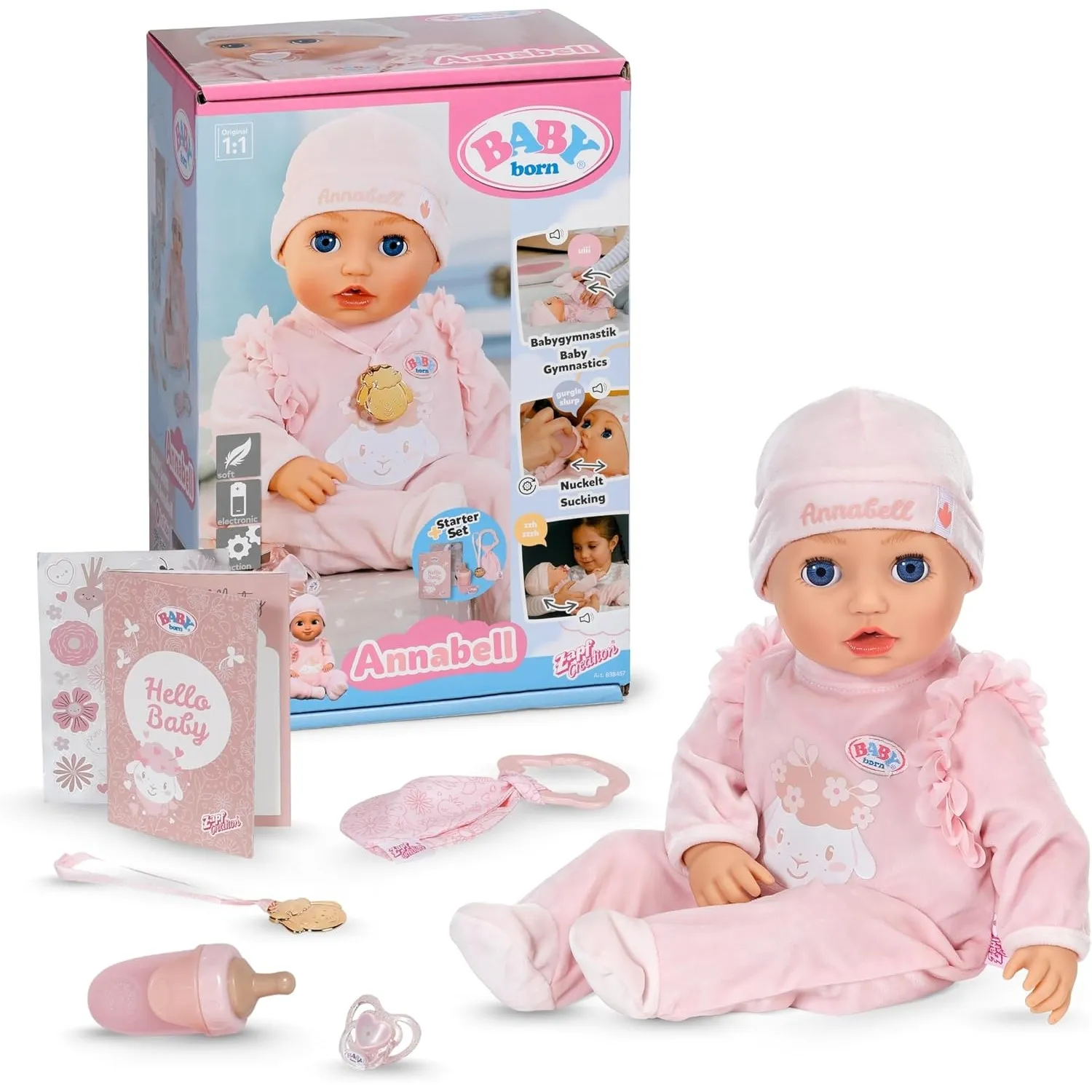 BABY Born Annabell 43 cm Babypuppe mit Sound und 7 Funktionen