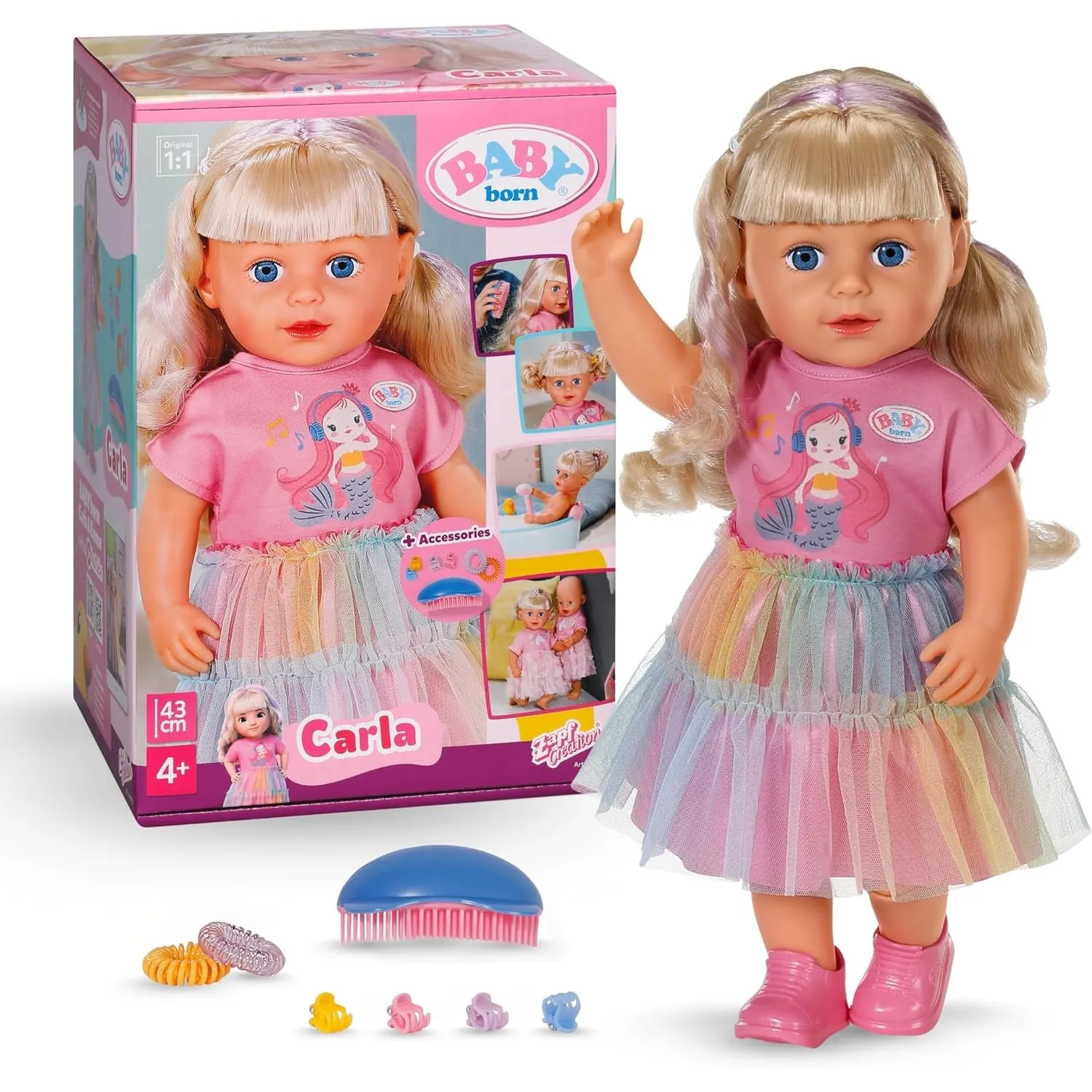 BABY Born Carla 43 cm Stylingpuppe mit Langen Haaren und Zubehör