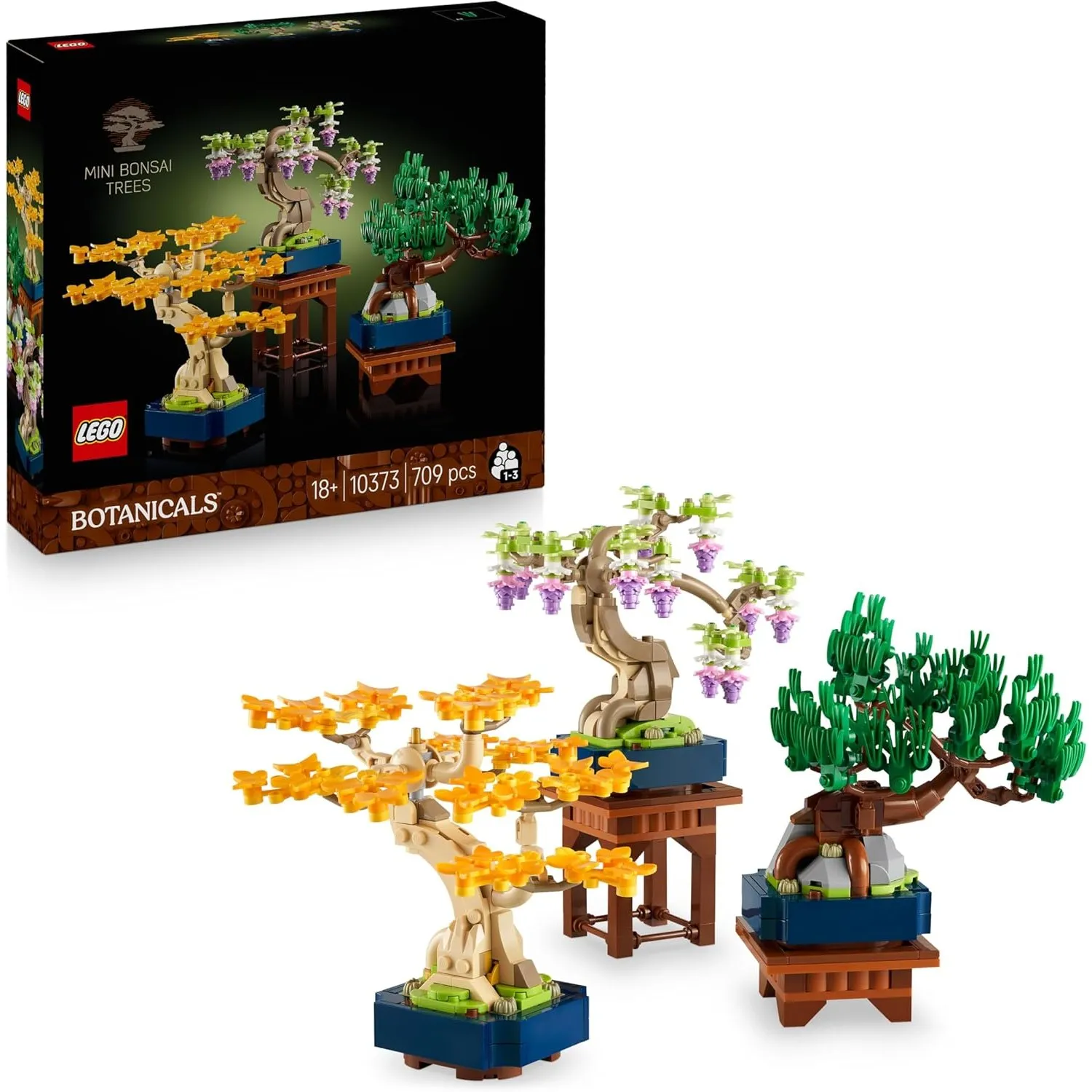 LEGO Botanicals Mini-Bonsais - Bonsai zum Bauen & Ausstellen - Kunstblumen DIY Deko - Ginkgo, Schwarzkiefer & Wisteria …