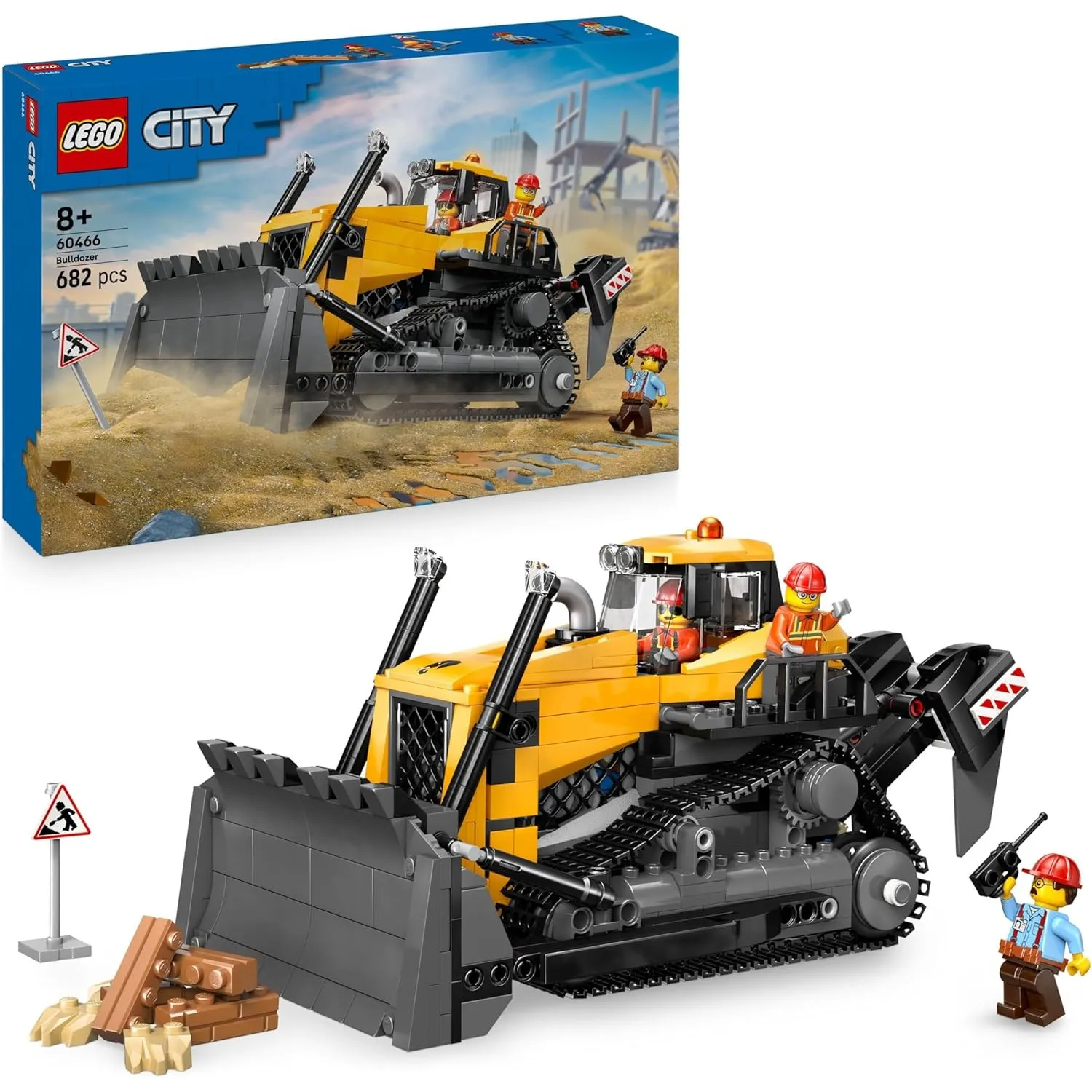 LEGO City Gelber Bulldozer Set – Spielzeugbaustelle, BAU- und Spielset – wirklichkeitsgetreue Baumaschine mit Fahrer un…