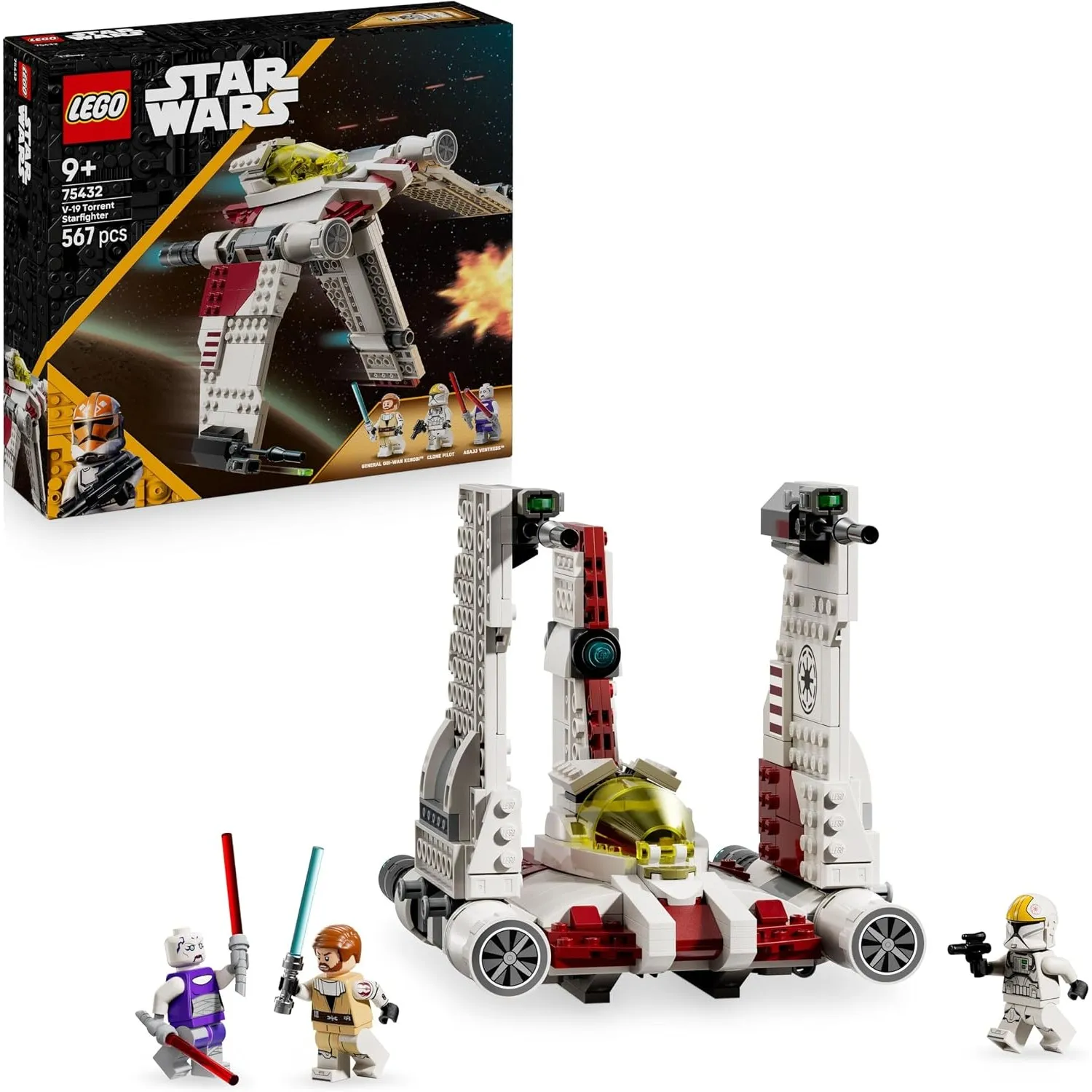 LEGO Star Wars: The Clone Wars V-19 Torrent-Sternjäger - Kreatives Spielzeug mit Minifiguren und Lichtschwert - Geschen…