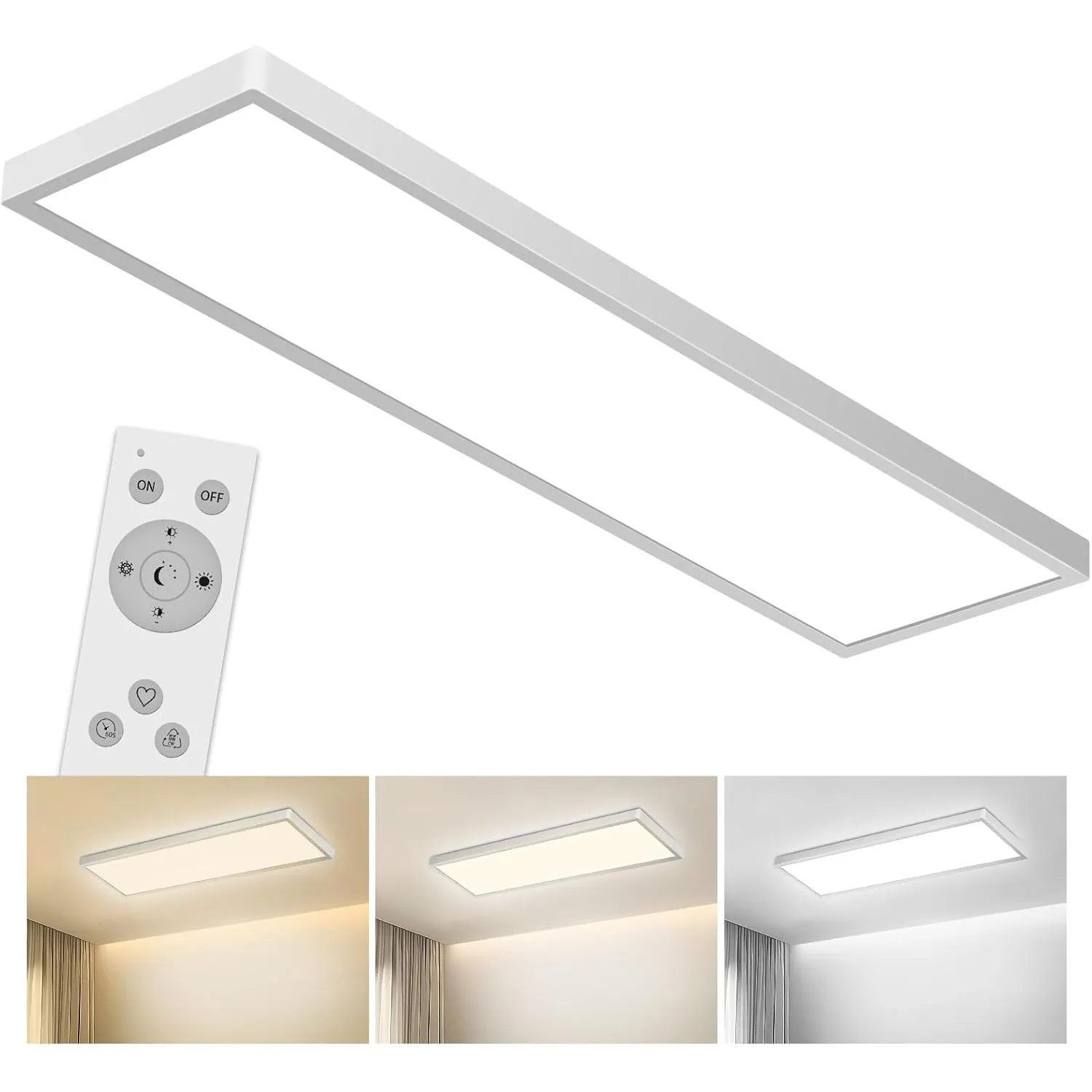 LED Deckenleuchte, 4000LM 40W Deckenlampe mit Fernbedienung Dimmbar 80x25cm