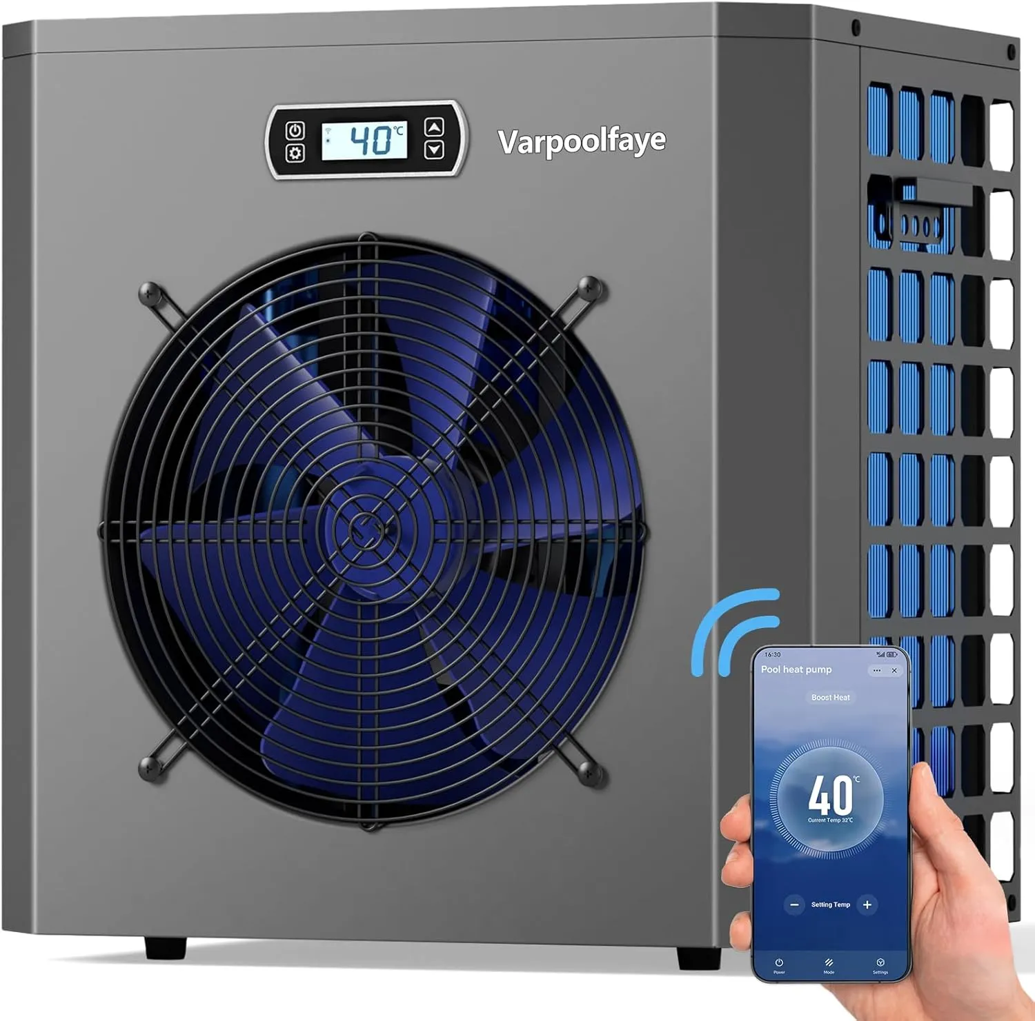 5KW Elektrische Pool Wärmepumpe Für Aufstellpool Poolheizung Wärmepumpe Schwimmbad Bis 20.000 l 20 m³ Wifi Steuerung 22…