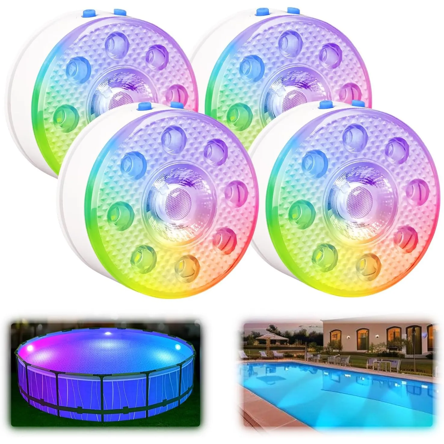 Poolbeleuchtung Unterwasser, wiederaufladbar, Fernbedienung, 4 Stück | Wasserdichtes Unterwasserlicht für Pool, Aquariu…