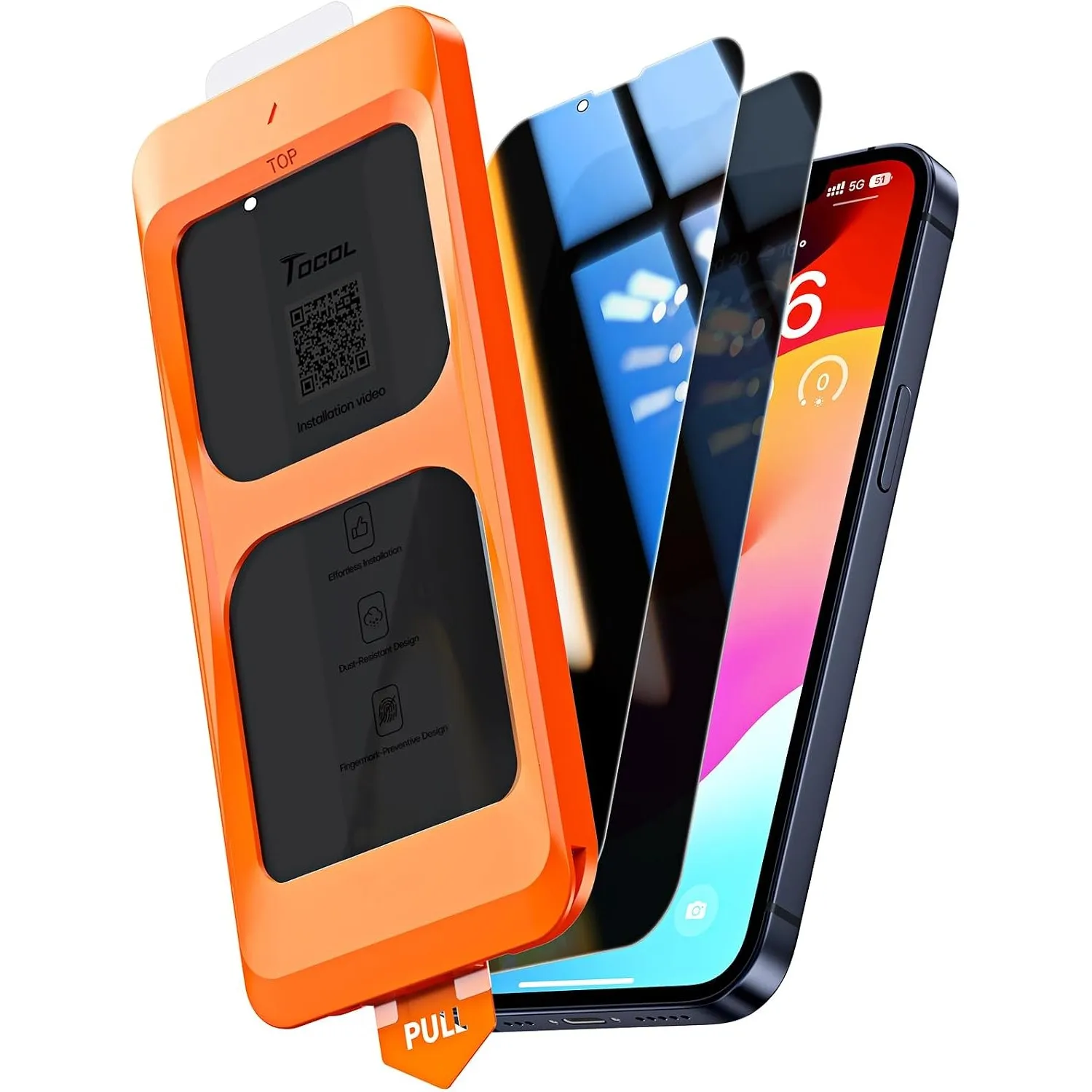TOCOL für iPhone 13 Mini für Panzerglas Sichtschutz, Einfache Montage | 25° Anti-Spy Anti-Bläschen, 9H Militärschutz St…