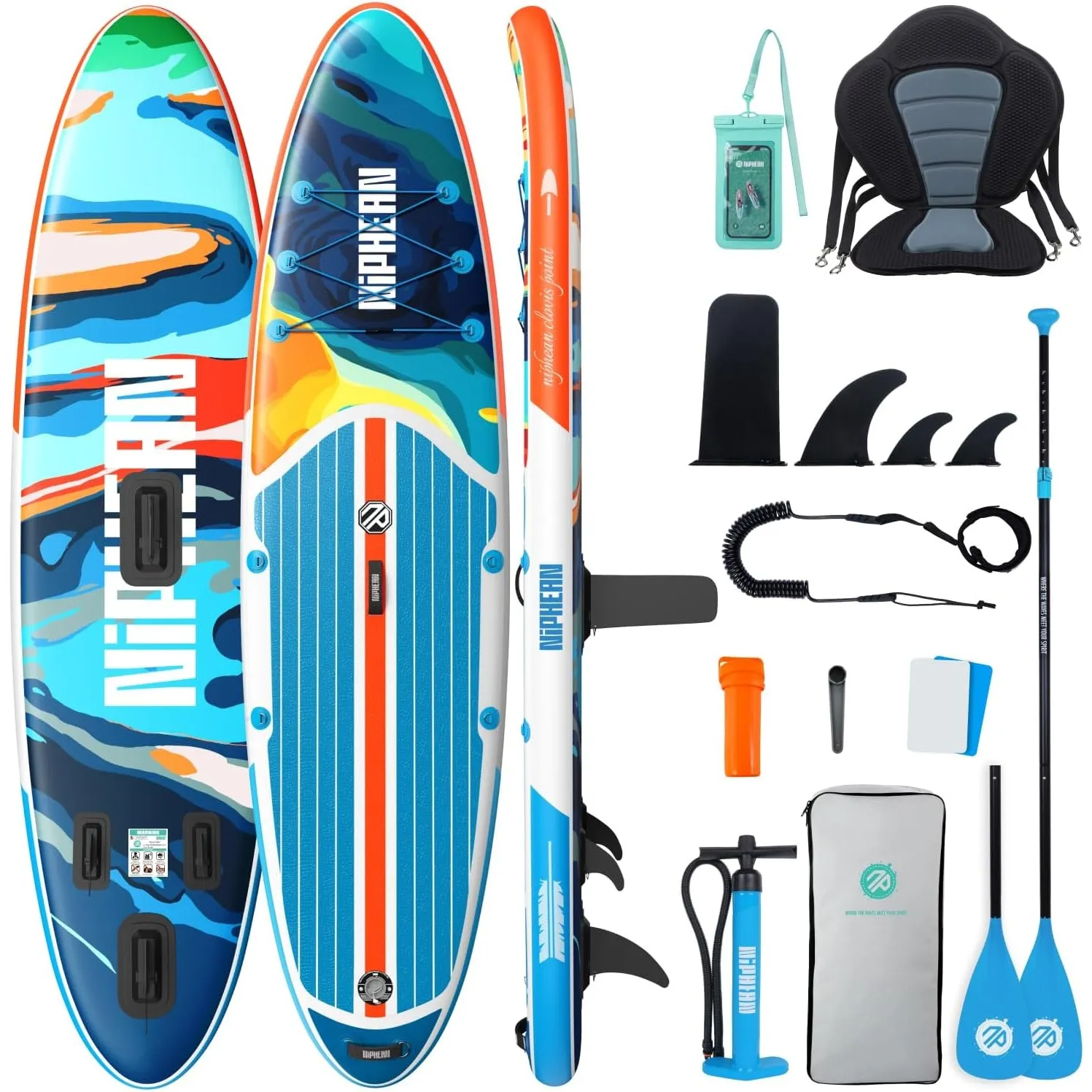 Niphean Stand up Paddling Board mit Sitz und Allem Zubehör, 320cm Paddleboard für Aller Fähigkeitsniveaus, SUP Board 20…