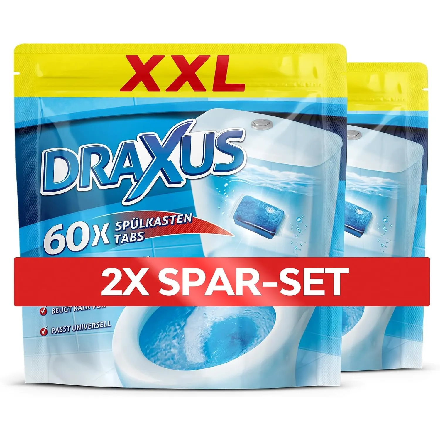 DRAXUS 60x Spülkasten Tabs I Wasserkastenwürfel für den Spülkasten im XXL Pack I Färbt das Wasser blau I Sorgt für extr…