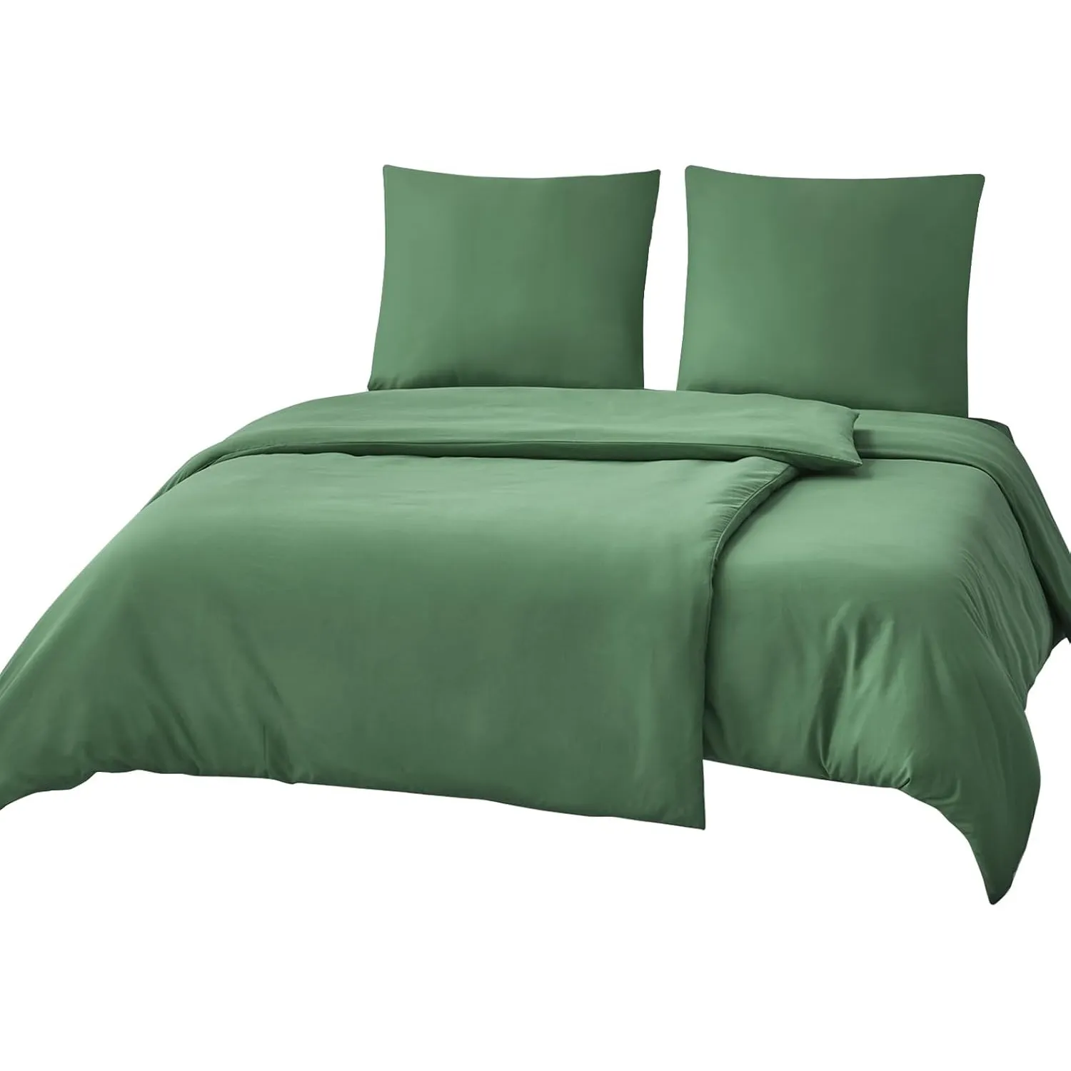 RUIKASI Bettwäsche 135x200 Grün 4teilig - Grasgrün Mikrofaser Bettwäsche-Sets Oeko-TEX, 2 Bettbezüge 135x200cm + 2 Kiss…