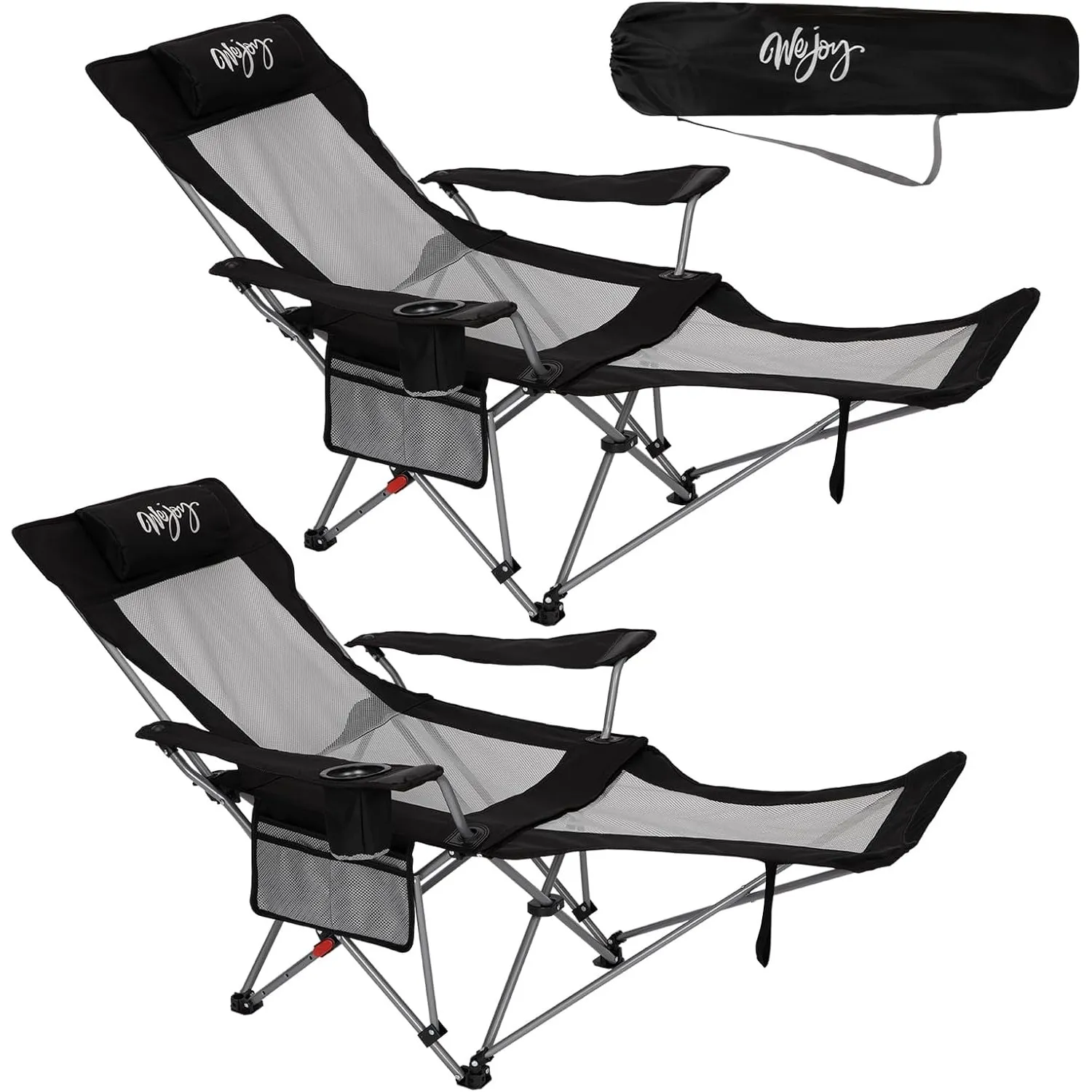 #WEJOY 2-in-1 Campingstuhl Faltbar 180kg mit Fußstütze,Strandstuhl mit 4-Fach Verstellbarer Rückenlehne, Relaxsessel Li…