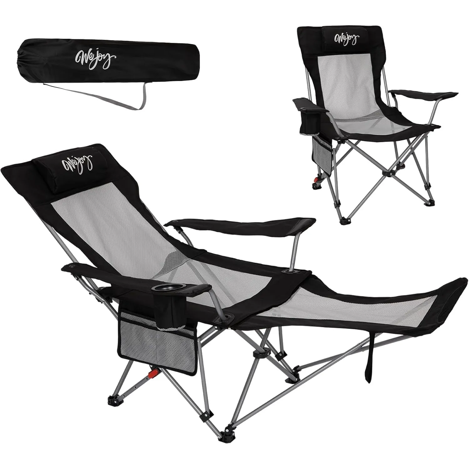 #WEJOY 2-in-1 Campingstuhl Faltbar 180kg mit Fußstütze,Strandstuhl mit 4-Fach Verstellbarer Rückenlehne, Liegestuhl Rel…