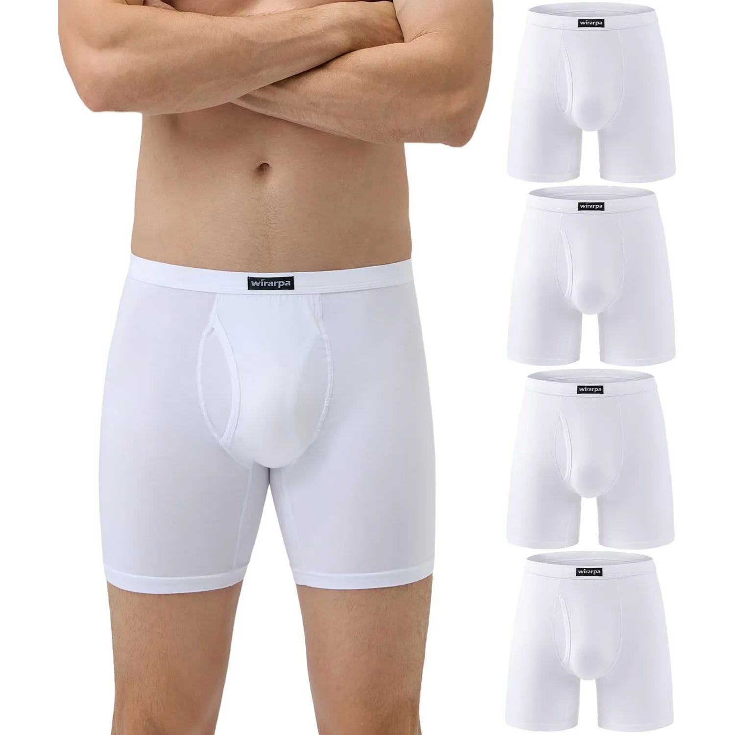 wirarpa Boxershorts Herren Männer Unterhosen Weiche Unterwäsche Men Modal mit Eingriff ohne Etikett 4er Pack