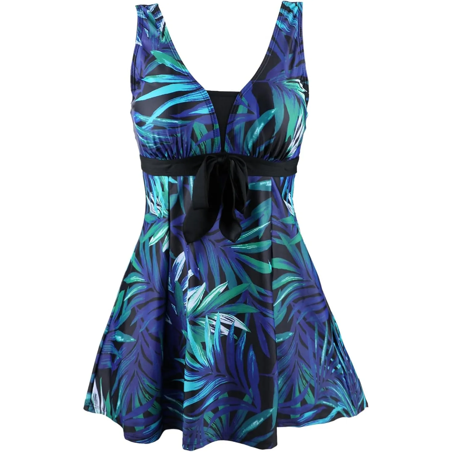 Ecupper Badeanzug Damen Elegant Einteiliger Badeanzug Mit Brustpolster Badeanzugkleid Baderock