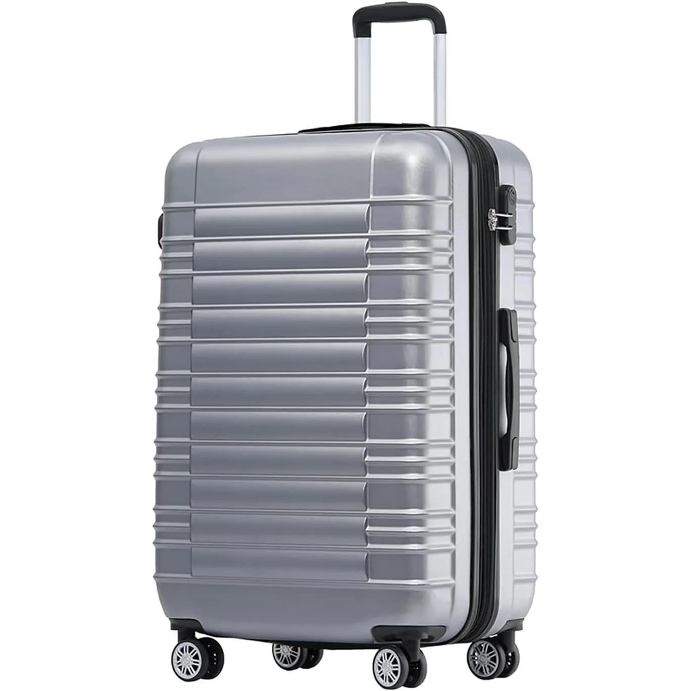 BEIBYE Reisekoffer 2088 Hartschalekoffer Gepäck Koffer Trolley Größe L in 14 Farben (Silver)