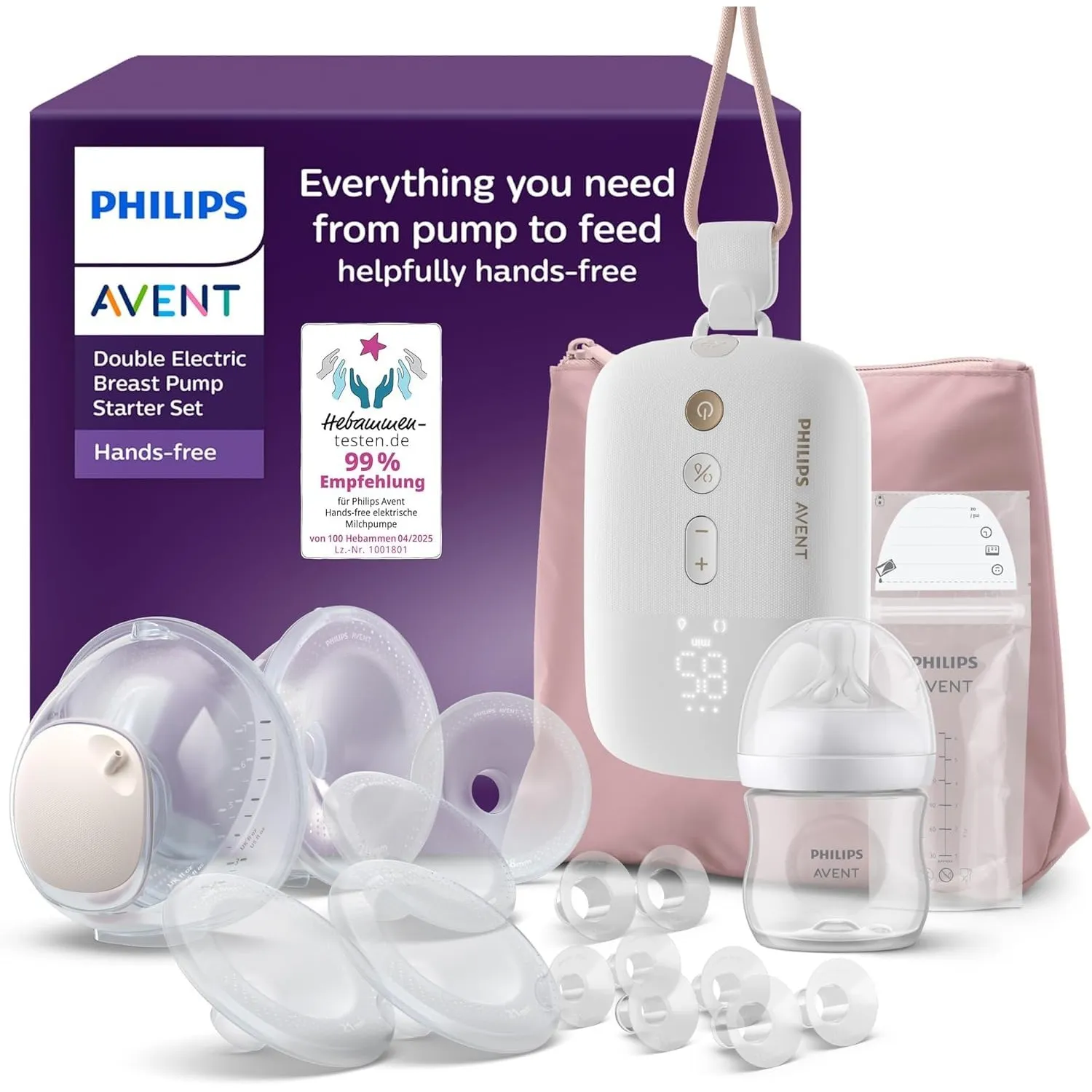Philips AVENT Hands-Free-Milchpumpen-Starter-Set, Motor in Krankenhausqualität, spiegelt den Trinkrhythmus des Babys wi…