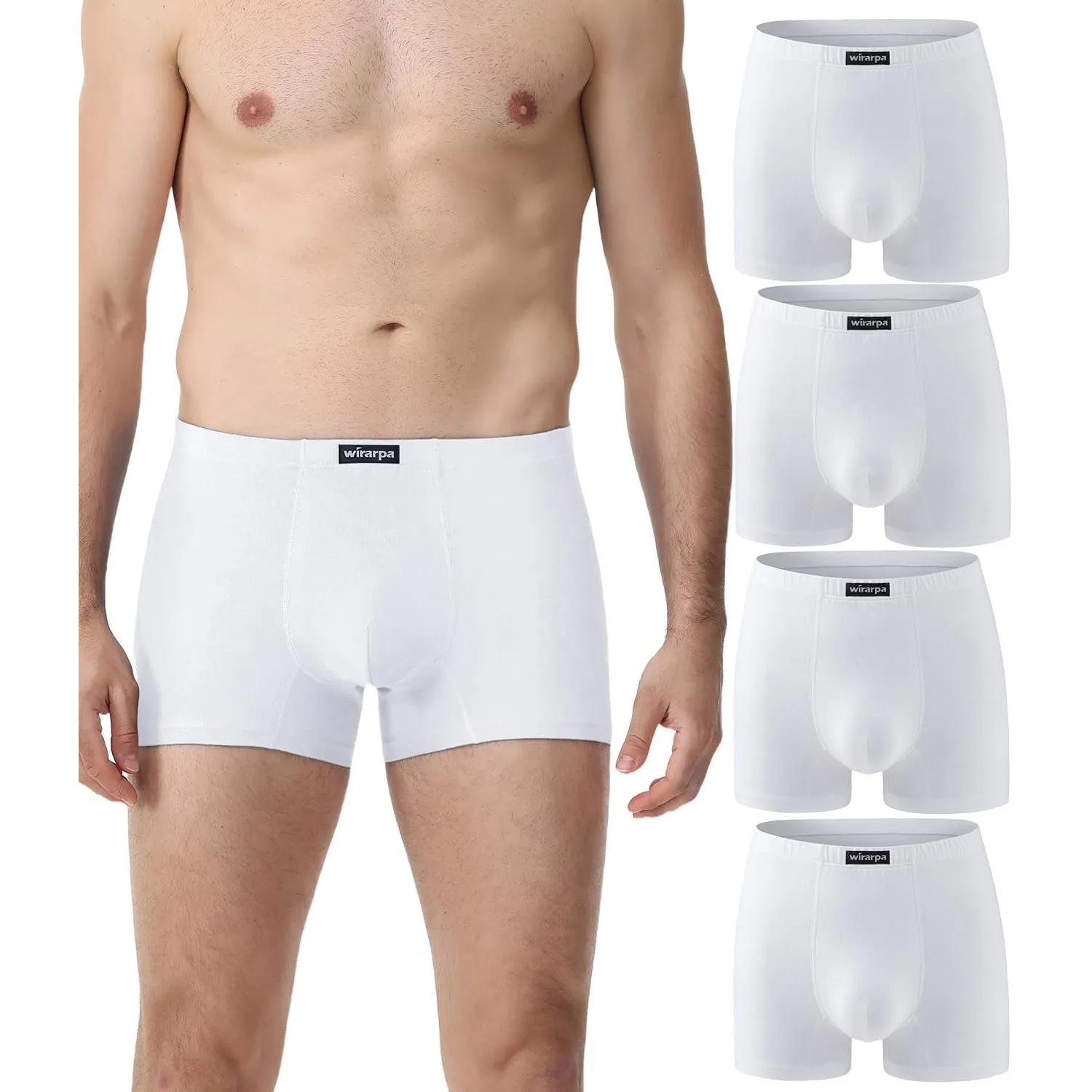 wirarpa Boxershorts Herren Baumwolle Unterhosen Männer Trunks Boxer Stretch Unterwäsche für Männer 4er Pack