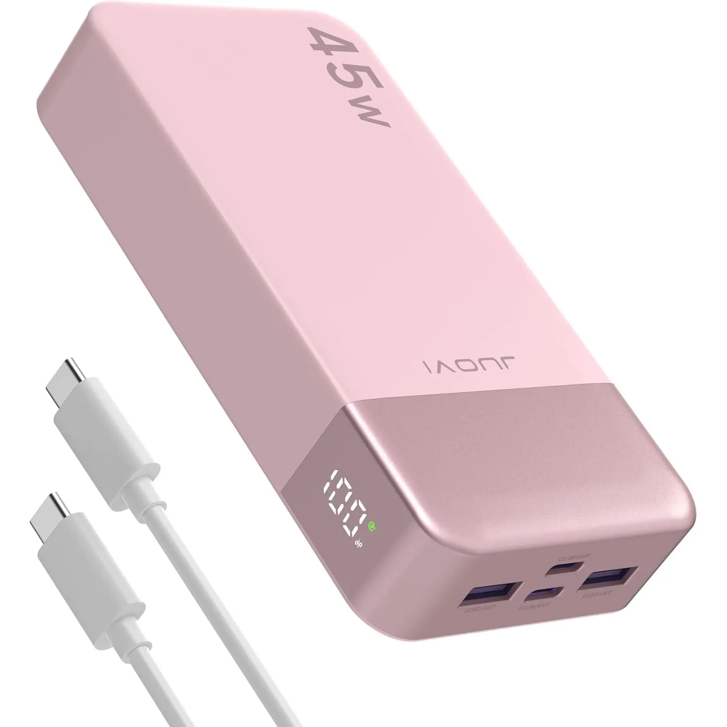 JUOVI Power Bank, Powerbank 20000mAh 45W Schnellladen Externe Handyakkus | Tragbarer Ladegerät Akku Pack 2 USB-C 2 USB-…