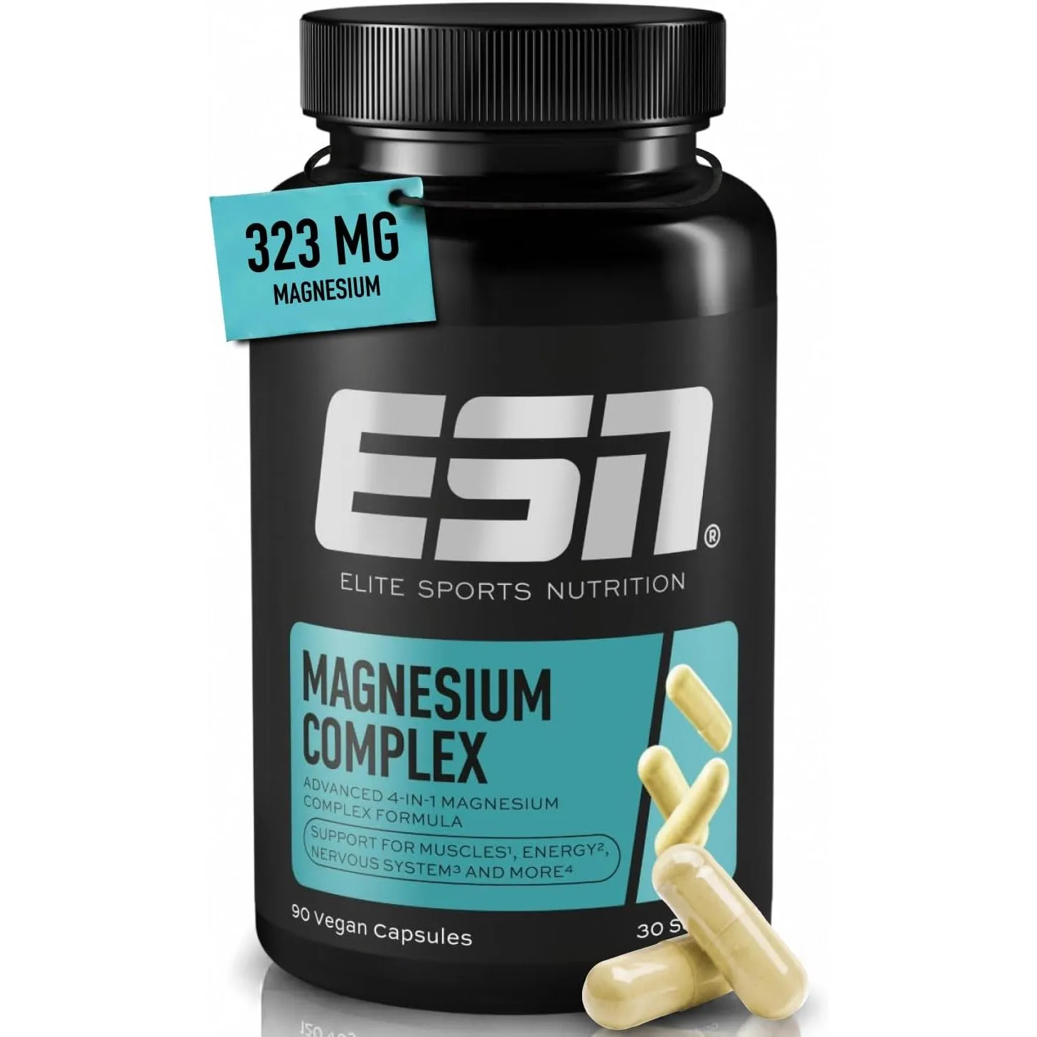 ESN Magnesium Complex - hochdosiertes Nahrungsergänzungsmittel mit 4-in-1 Komplex Formel - 323 mg Magnesium pro Tagespo…