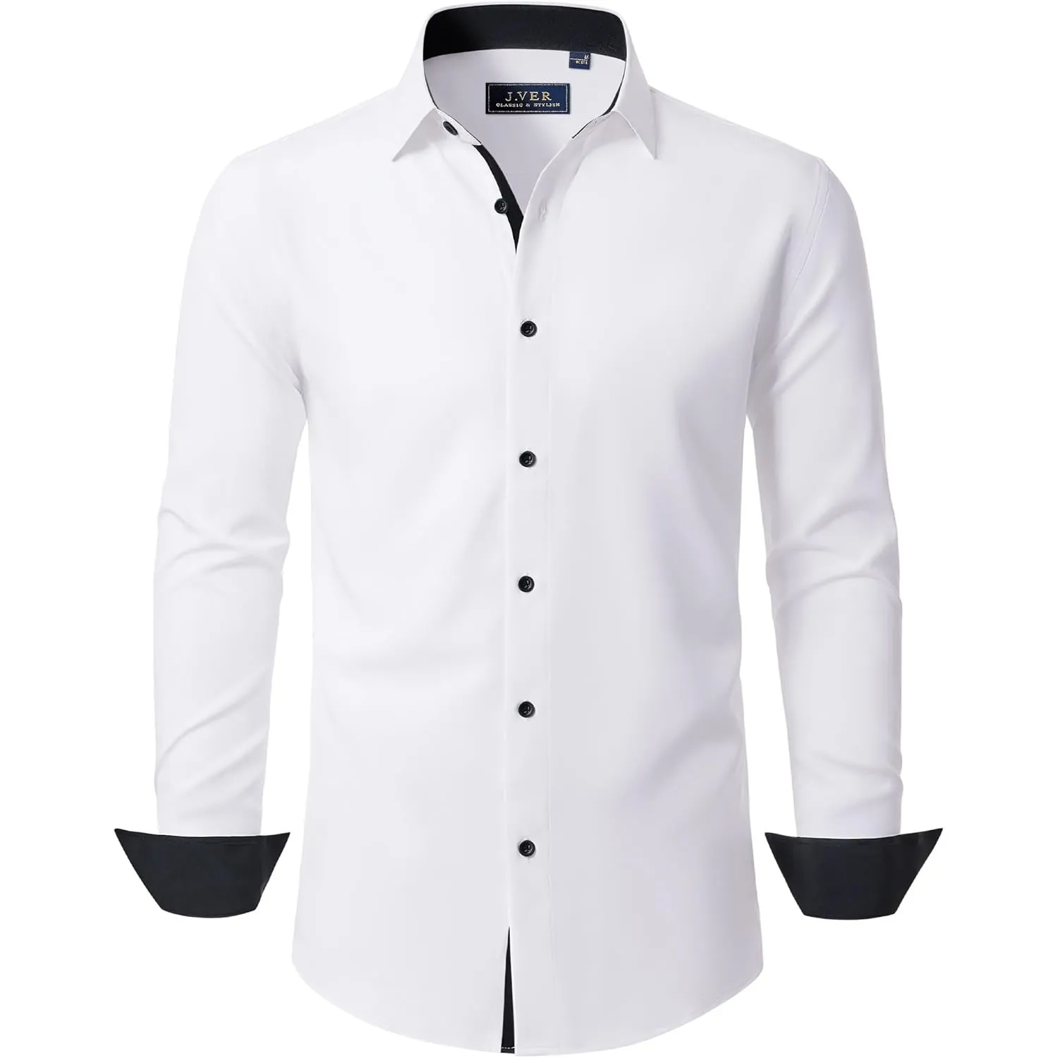 J.VER Hemd Herren Langarm Stretch Herrenhemden Regular Fit Businesshemd Männer Hochzeit Hemden Klassisch Mordern Bügell…