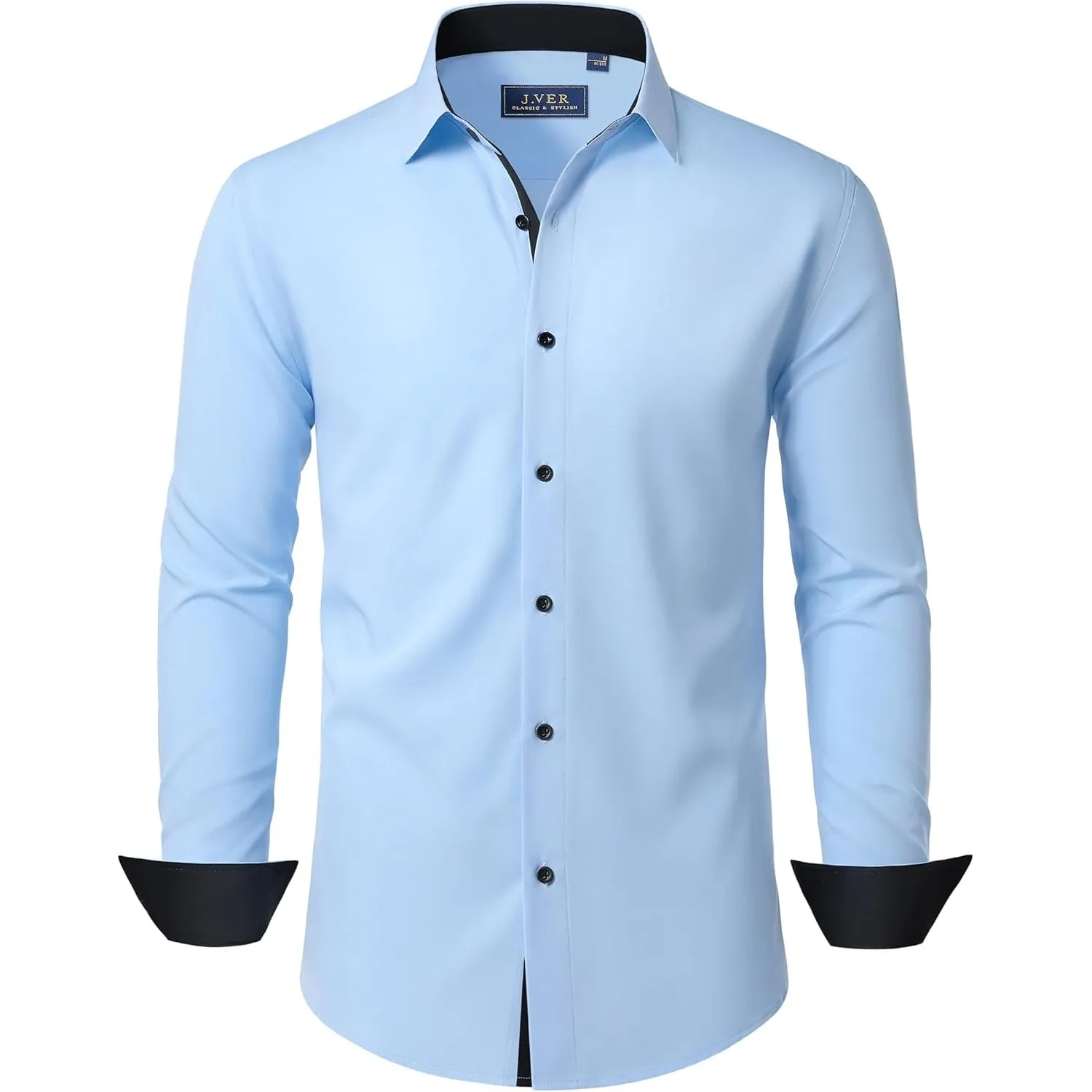 J.VER Hemd Herren Langarm Stretch Herrenhemden Regular Fit Businesshemd Männer Hochzeit Hemden Klassisch Mordern Bügell…