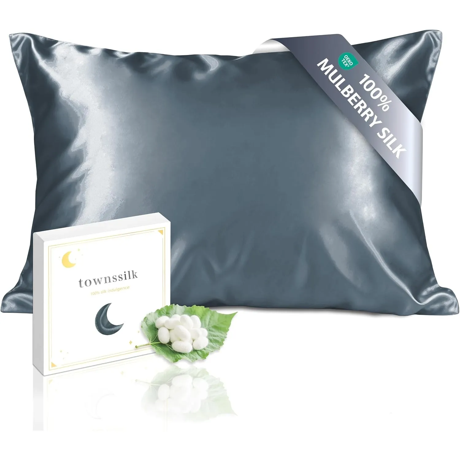 townssilk Kissenbezug Seide 100% 19mm Pure Maulbeerseide,Beidseitig Seide,für Haar Haut Gesundheit,kopfkissenbezug Seid…