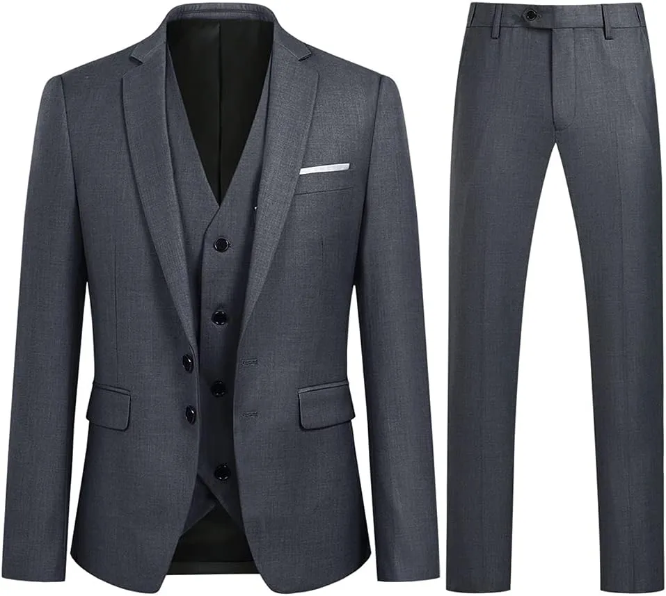 YOUTHUP Anzug Herren 3 Teilig Anzüge Slim Fit 2-Knopf Herrenanzug Modern Formell Sakko Weste Hose für Business Hochzeit
