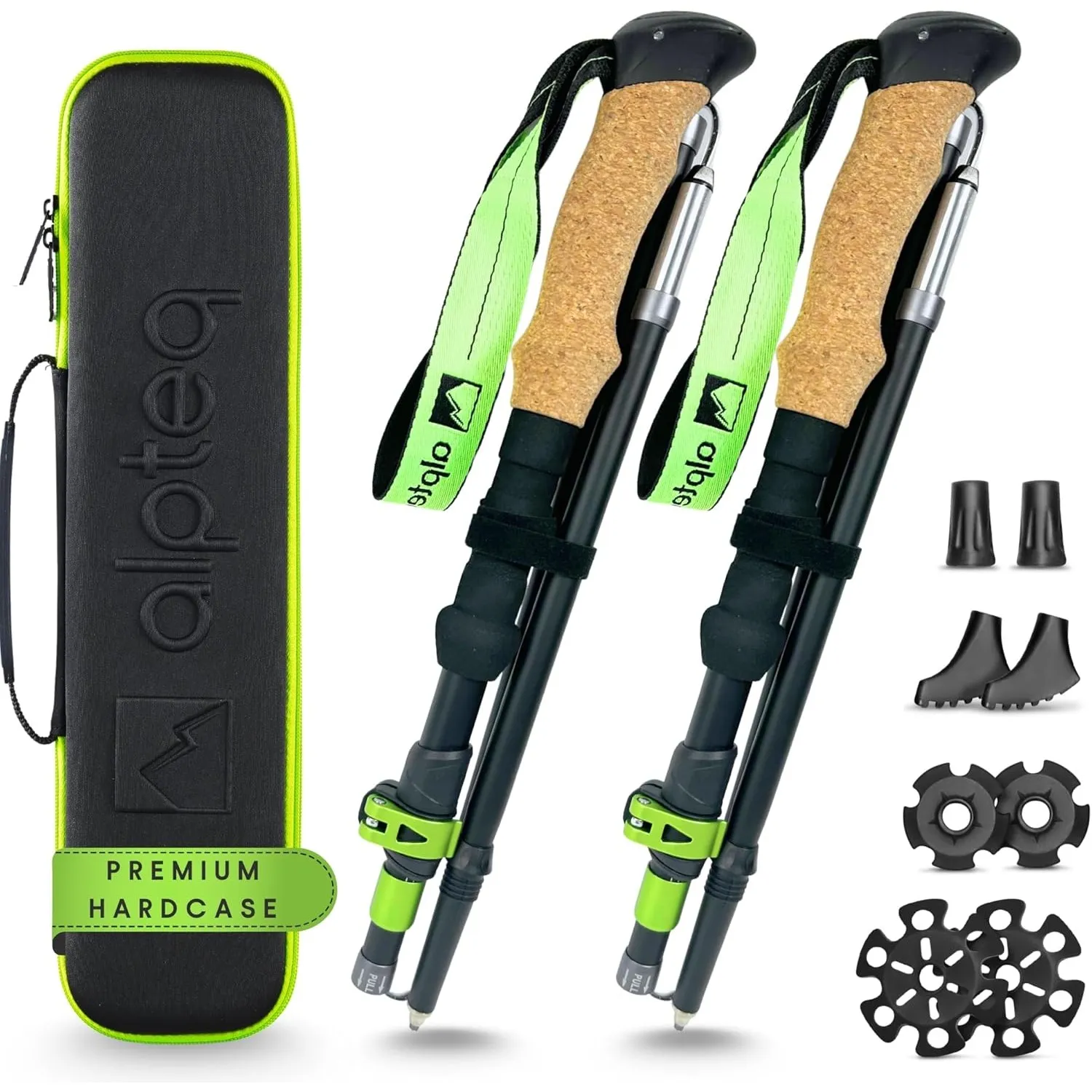 Wanderstöcke faltbar Carbon oder Aluminium mit Korkgriff | Bergsport Trekkingstöcke | Nordic Walking Stöcke Damen & Her…
