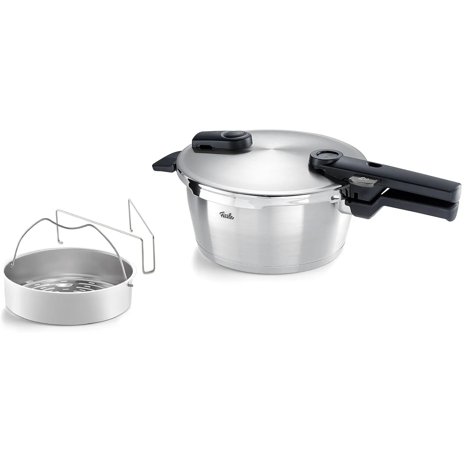Fissler, Vitaquick Premium Schnellkochtopf (3,5 L, Ø 22 cm), Edelstahl, 2 Garstufen, inkl. Einsatz, Induktion, Made in …