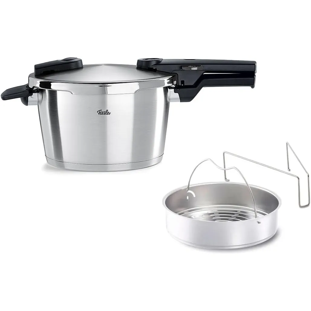 Fissler, Vitaquick Premium Schnellkochtopf (4,5 L, Ø 22 cm), Edelstahl, 2 Garstufen, inkl. Einsatz, Induktion, Made in …