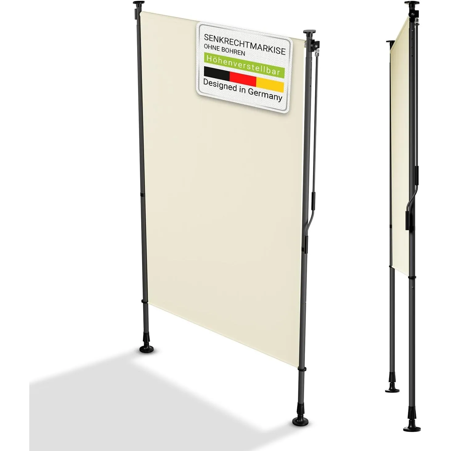Juskys® Senkrechtmarkise Barbados 120x310 cm - Balkon Sichtschutz wetterfest - Ausziehbare Seitenmarkise ohne Bohren fü…