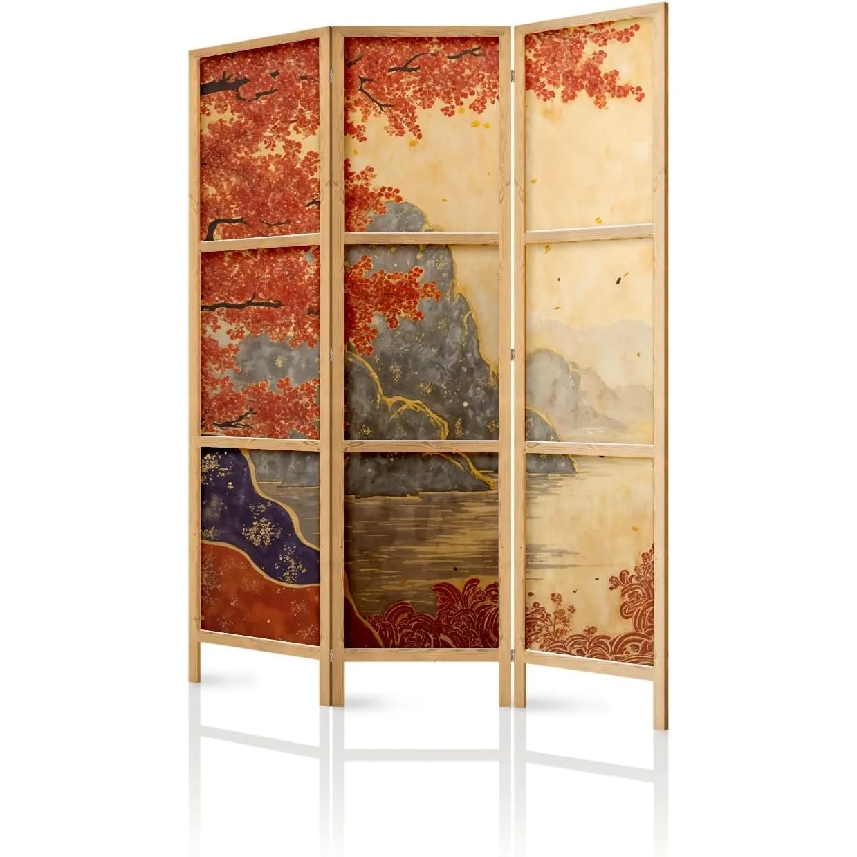 Paravent Raumteiler aus Holz 135x172 cm, 3-teilig, einseitig, im orientalischen Stil