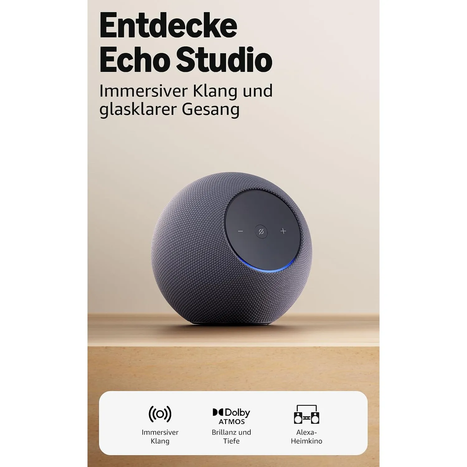 Zertifiziert und generalüberholt Amazon Echo Studio (neueste Generation), kompaktes Design, mit immersivem 3D-Audio und…